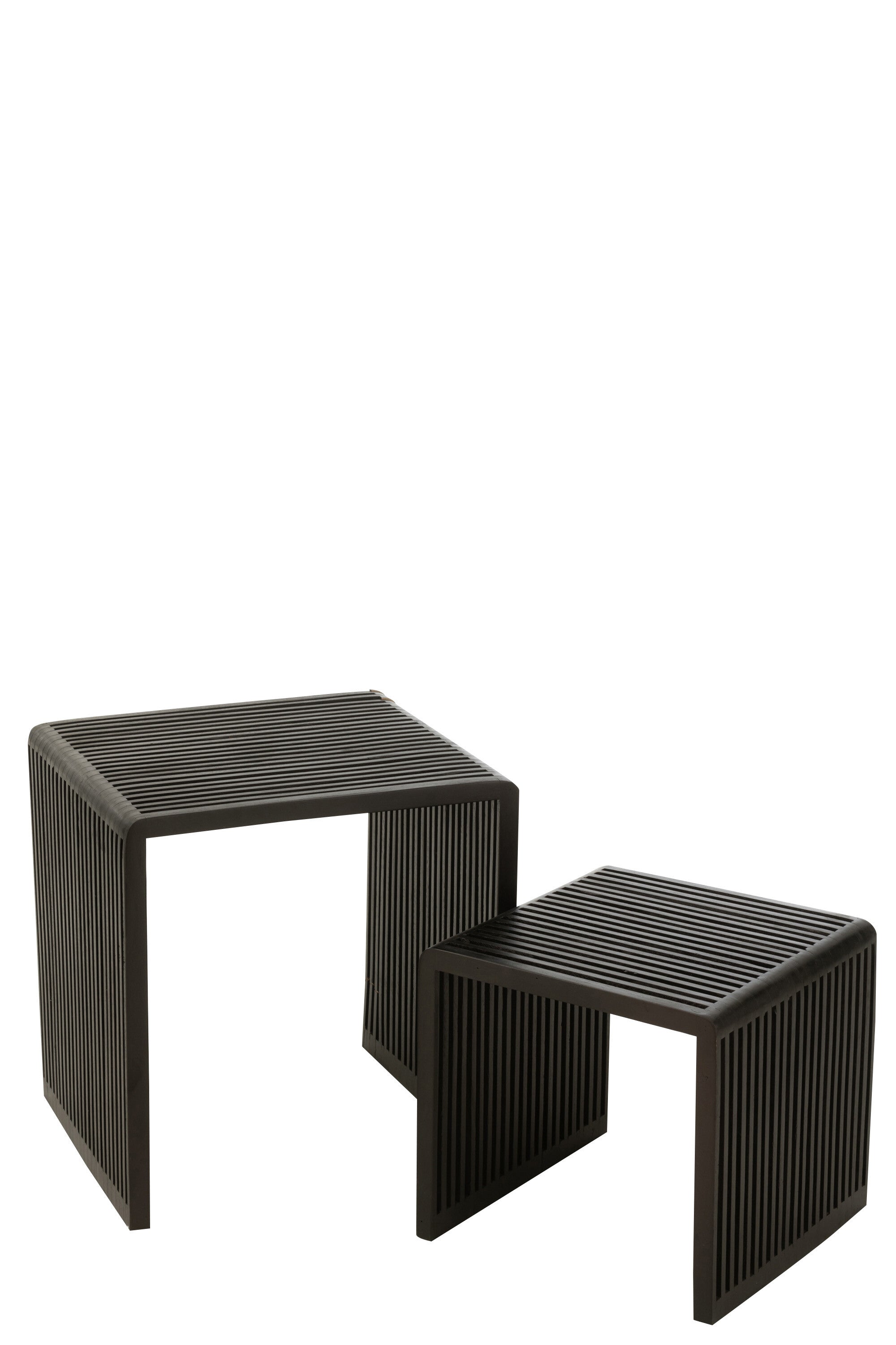 Couchtisch/Beistelltisch RON 2er-Set kubisch recyceltes Teakholz schwarz