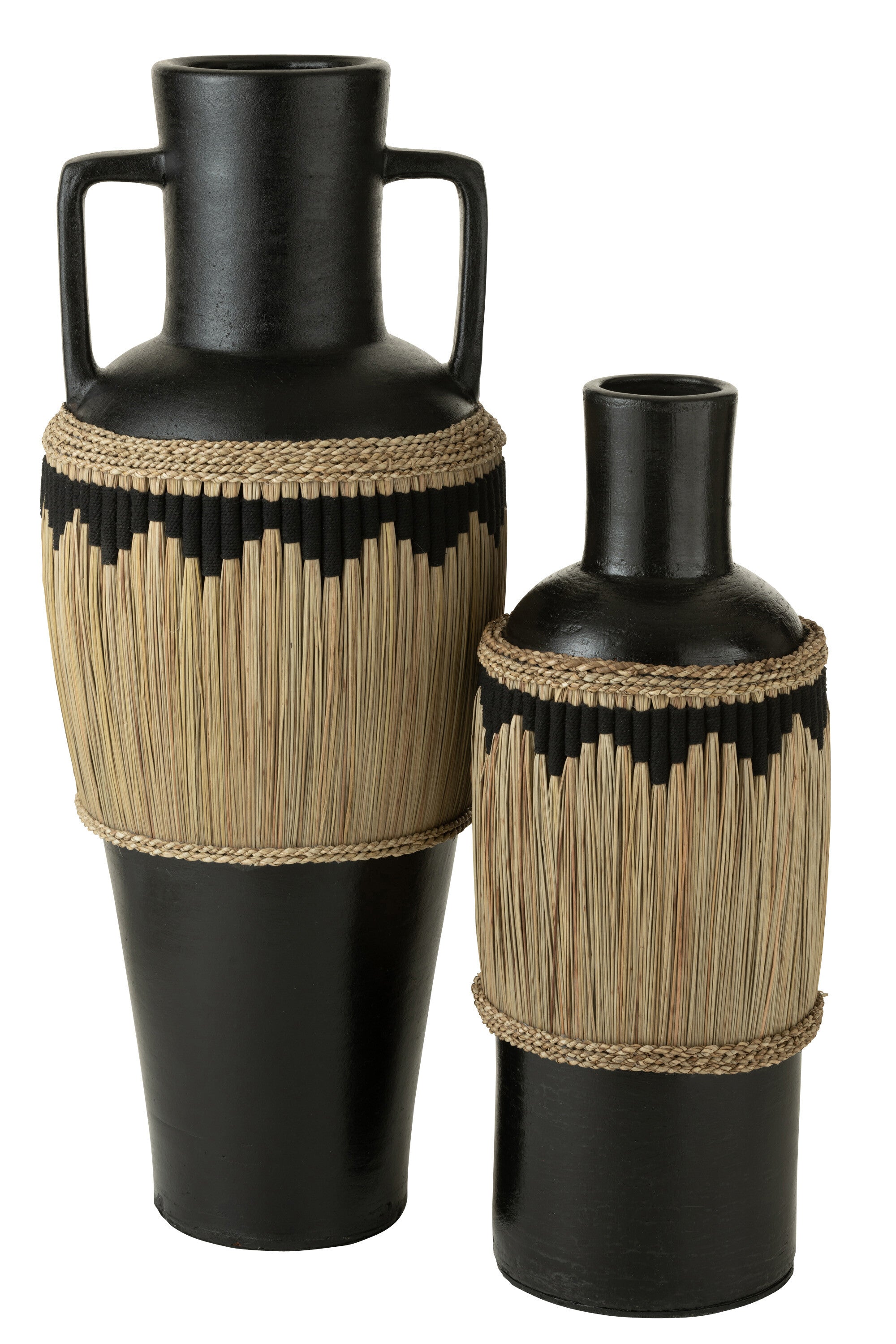 VASE MUSTER+HENKEL TERRACOTTA/SEEGRAS SCHWARZ/NATUR