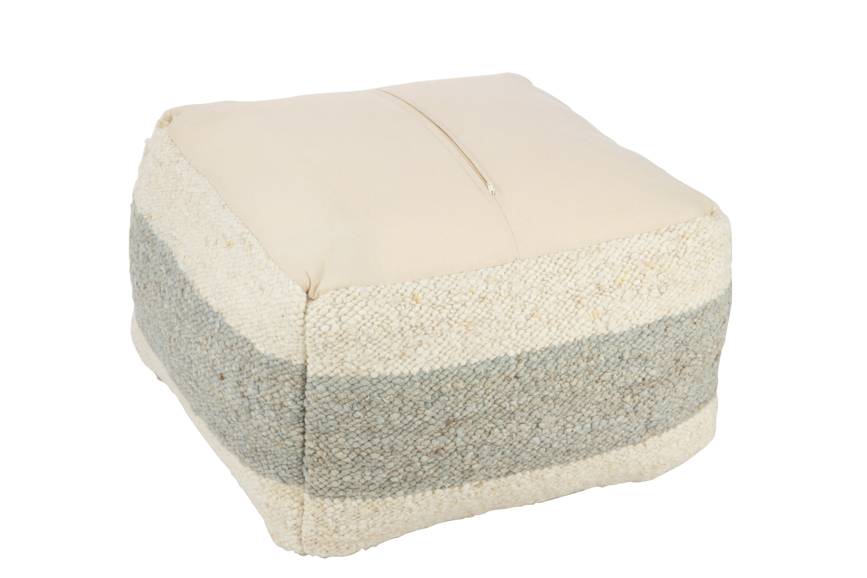 HOCKER/POUF QUADRATISCH GESTREIFT WOLLE MIX