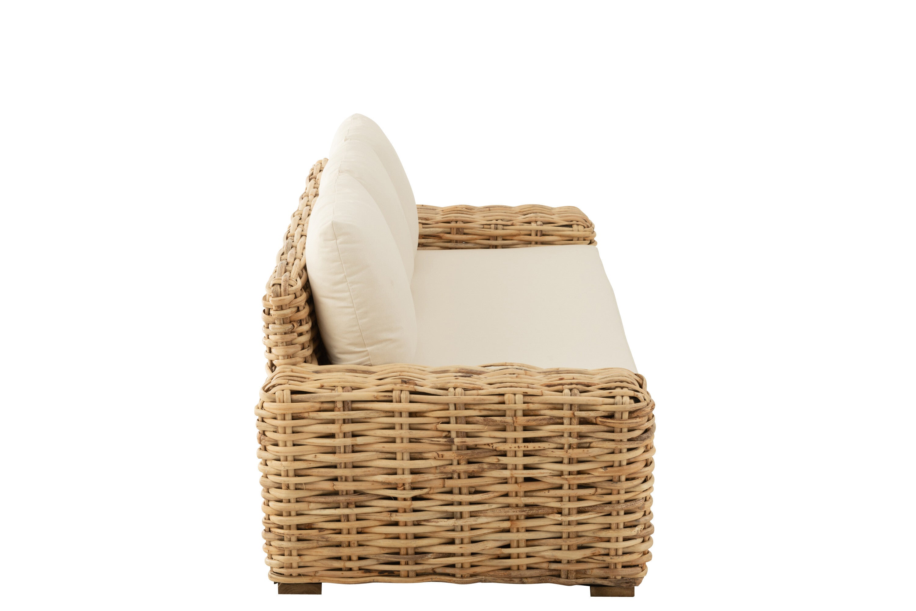 SOFA 3SITZER RATTAN/TEXTIL NATUR/WEIß