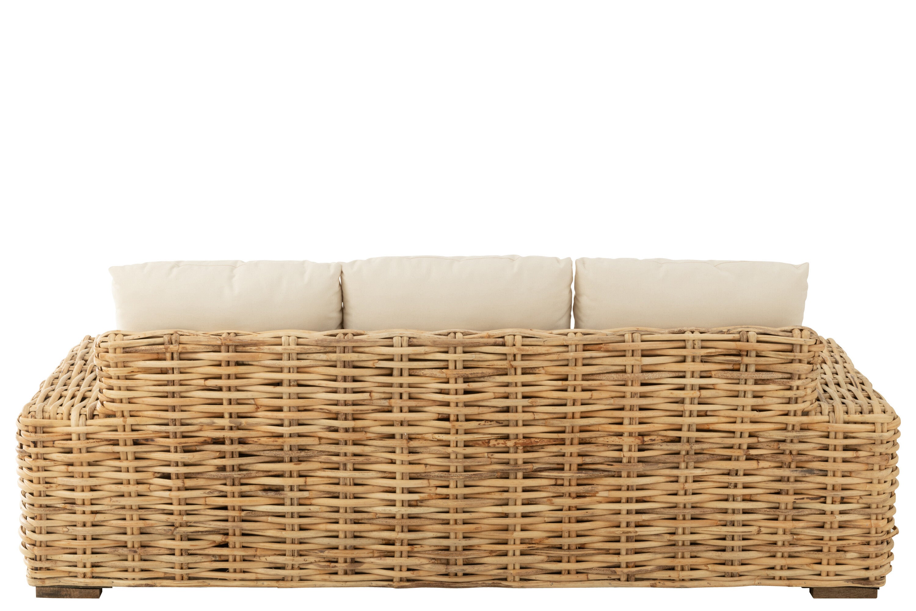 SOFA 3SITZER RATTAN/TEXTIL NATUR/WEIß