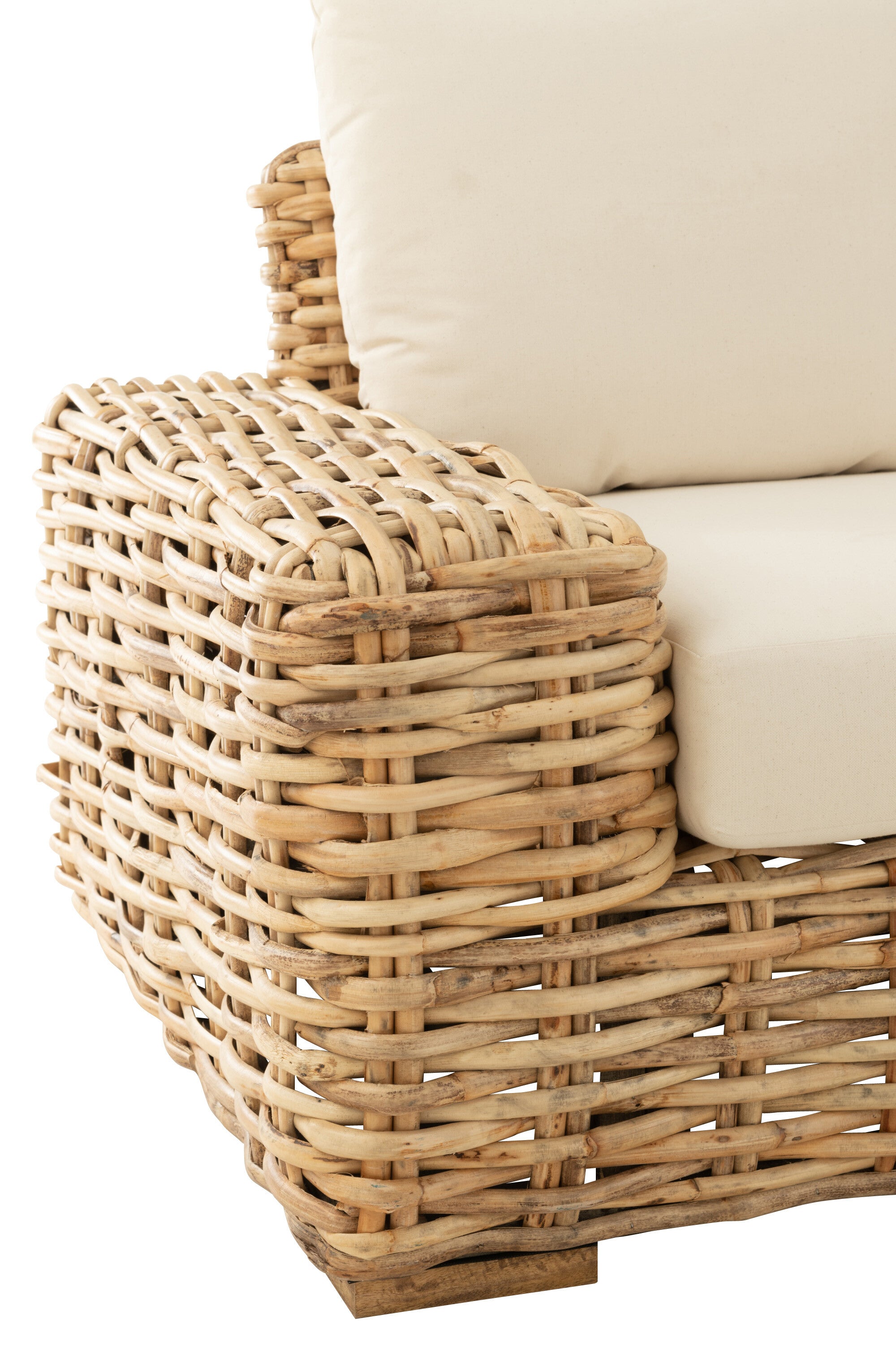 SOFA 3SITZER RATTAN/TEXTIL NATUR/WEIß