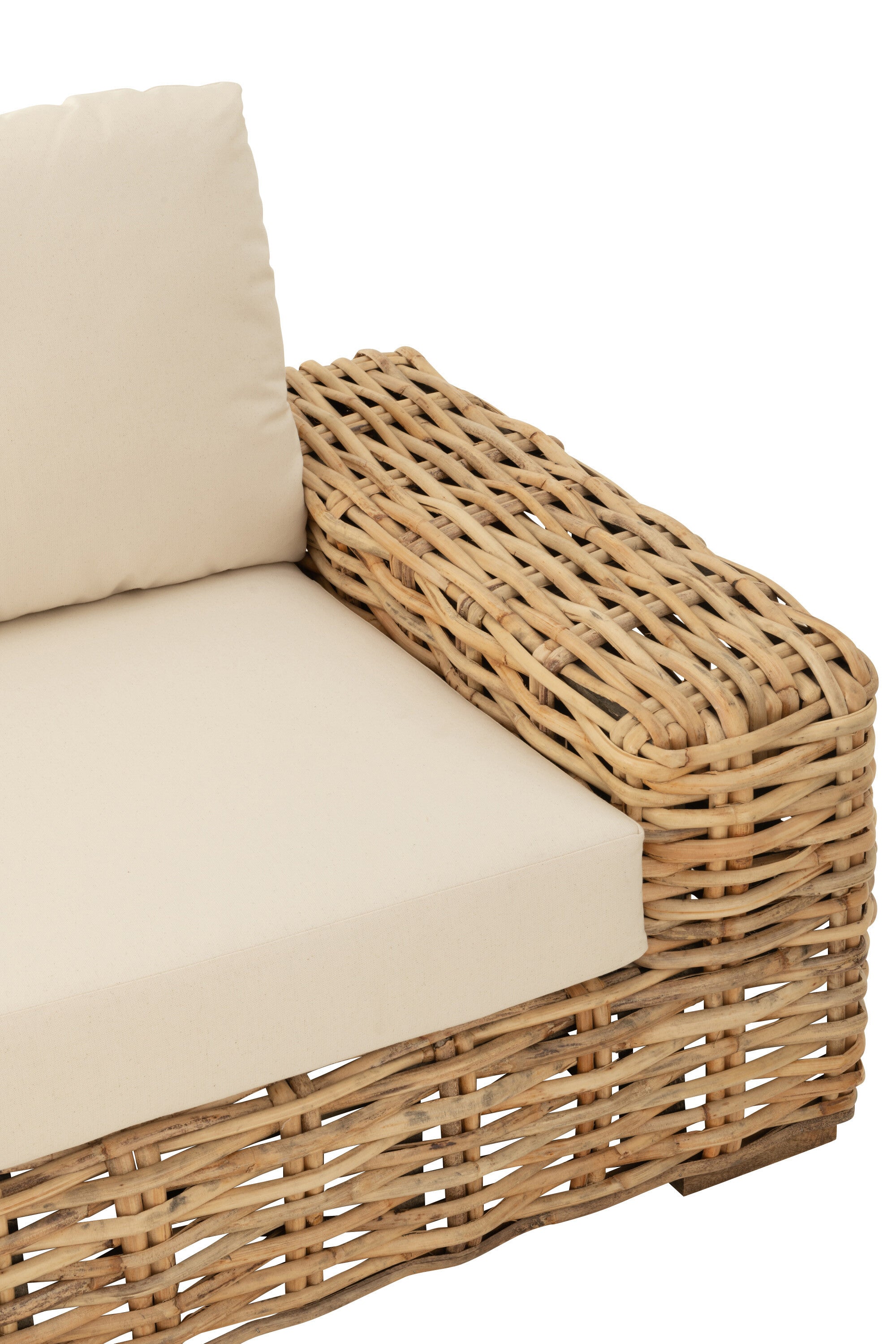 SOFA 3SITZER RATTAN/TEXTIL NATUR/WEIß