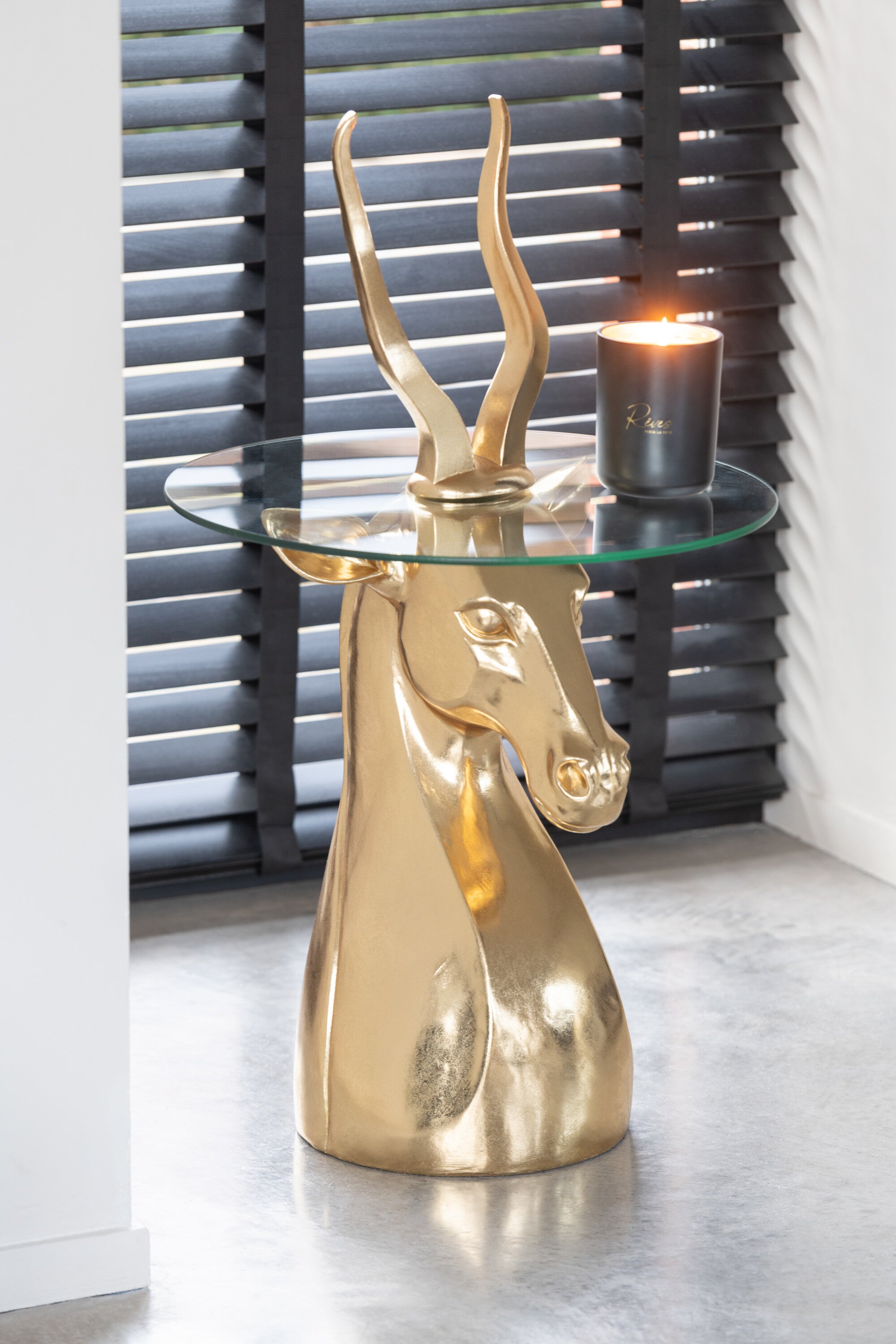 Beistelltisch Antilope Resin/Glas Gold