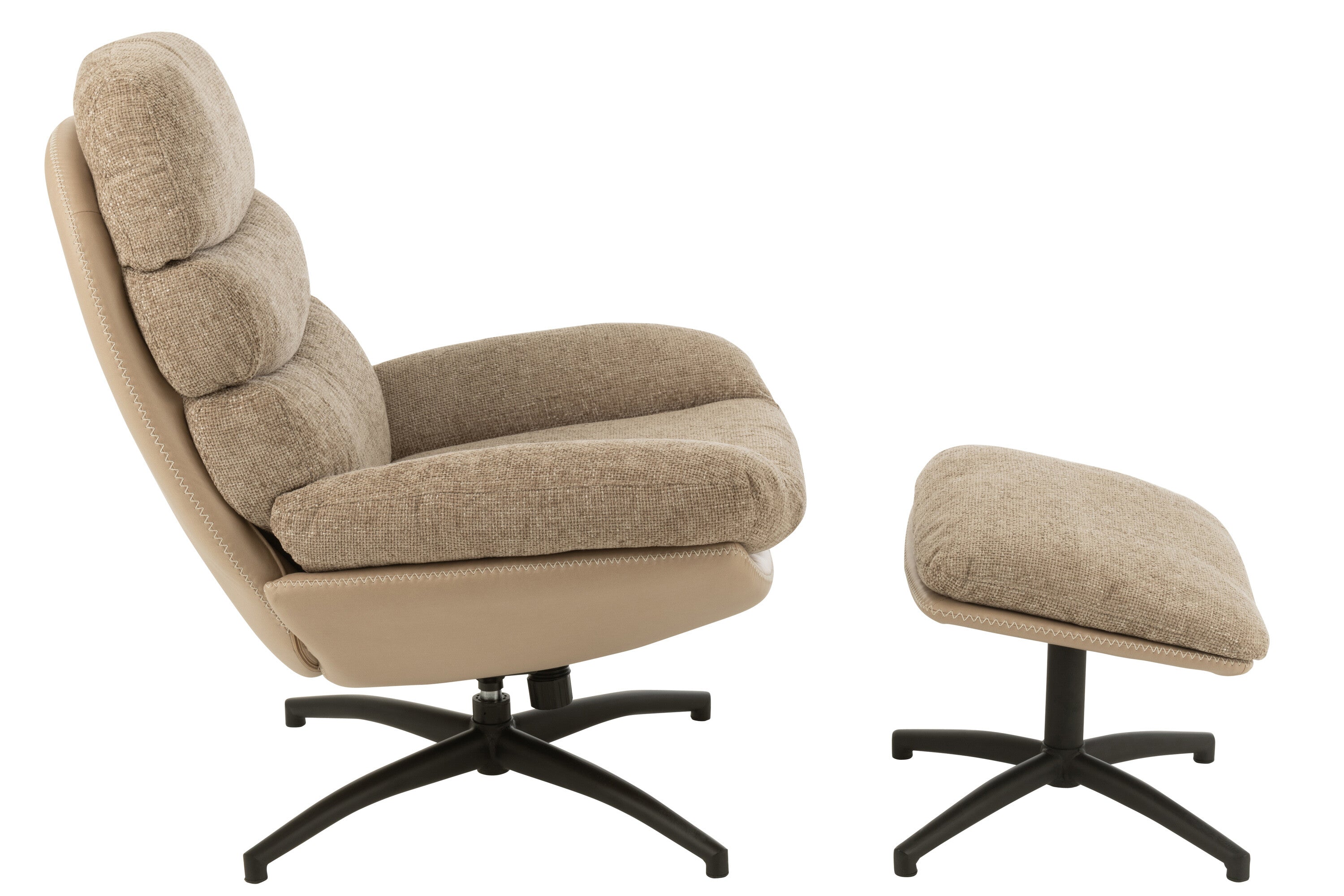Relax Sessel mit Fußhocker Metall/Multiplex Grau/Schwarz