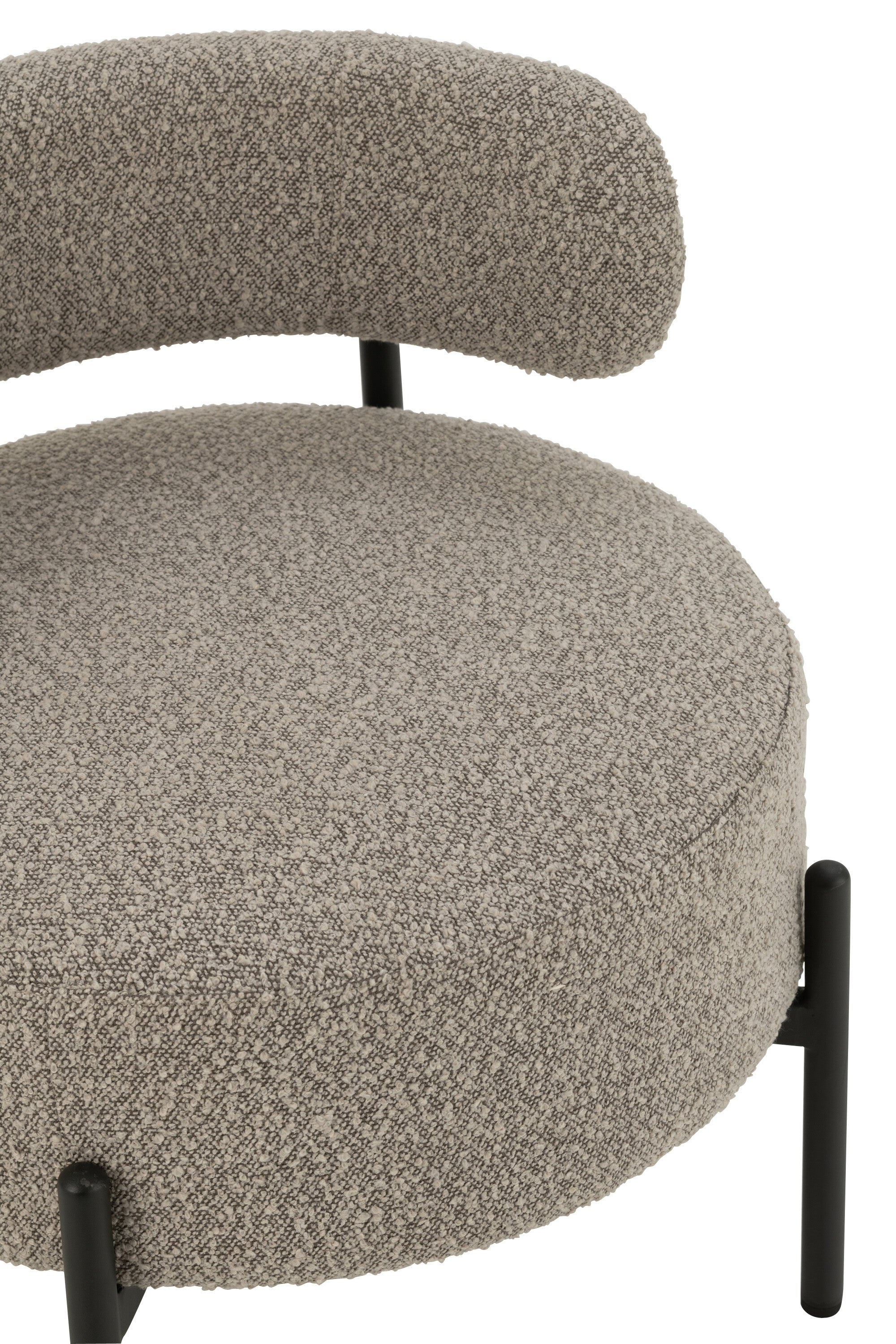 Loungestuhl Boucle Sperrholz/Polyester Grau/Schwarz