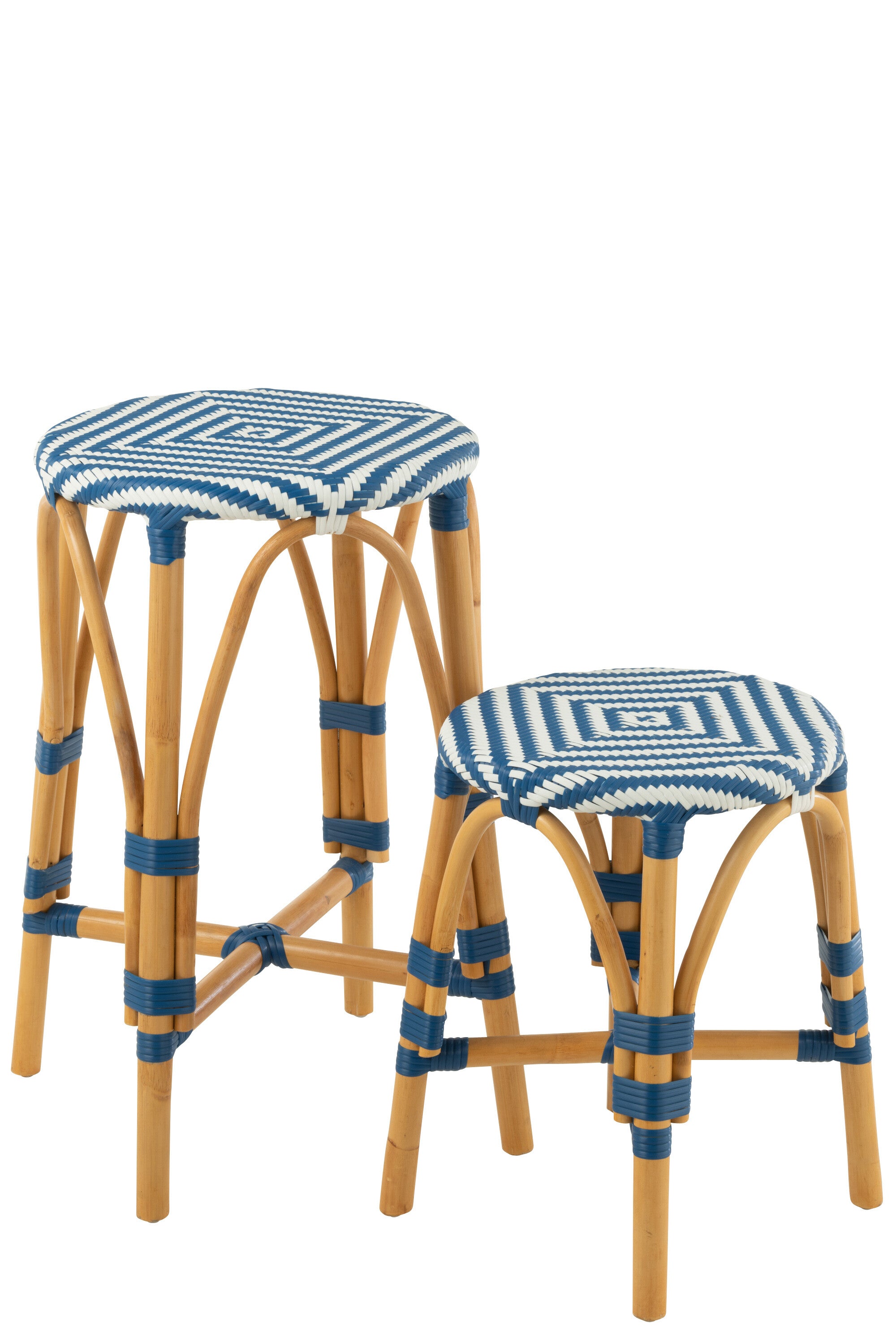 Barhocker Live 2er Set Rattan/Plastik Natur/Blau