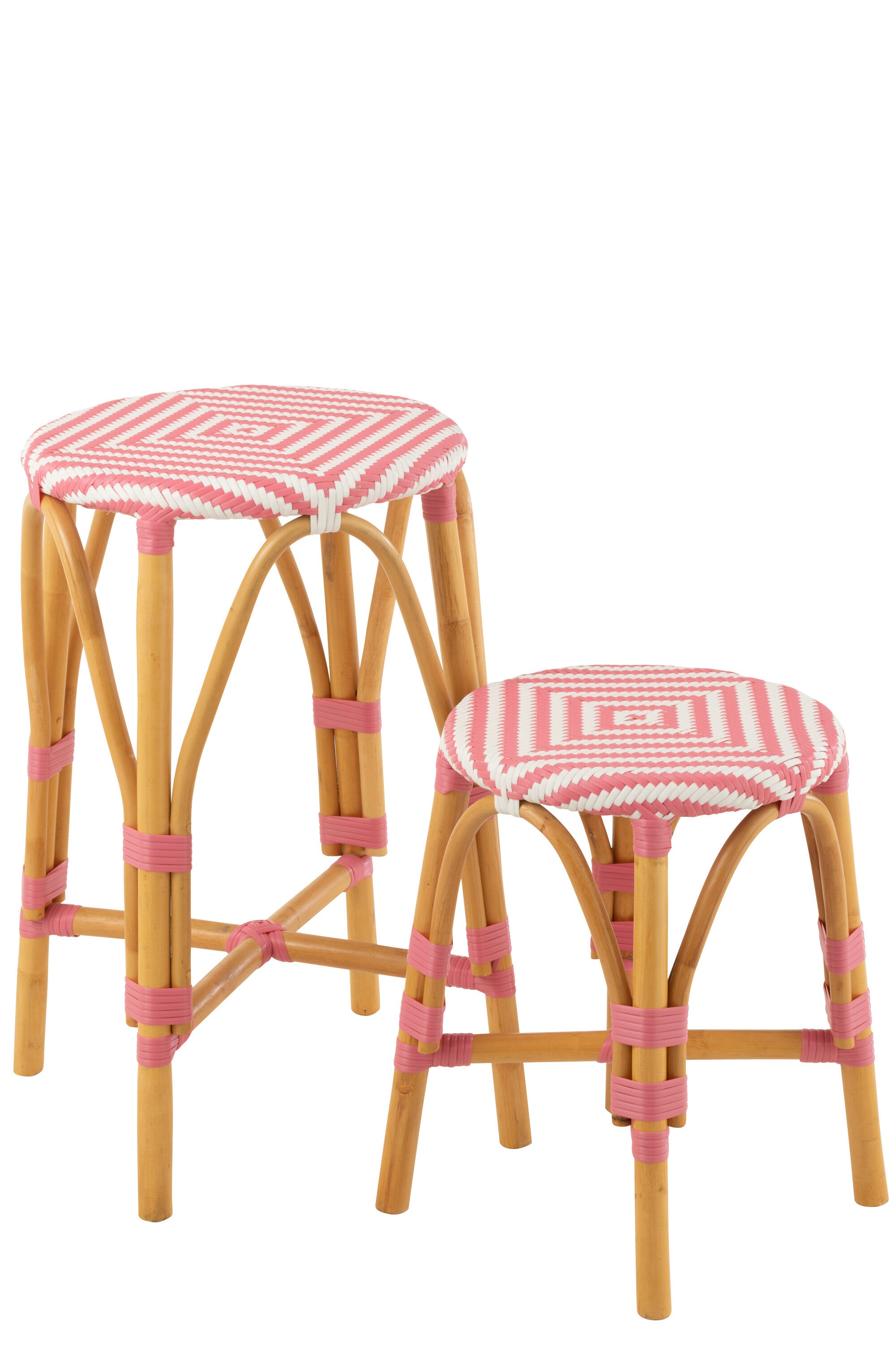 Barhocker Live 2er Set Rattan/Plastik Natur/Rosa