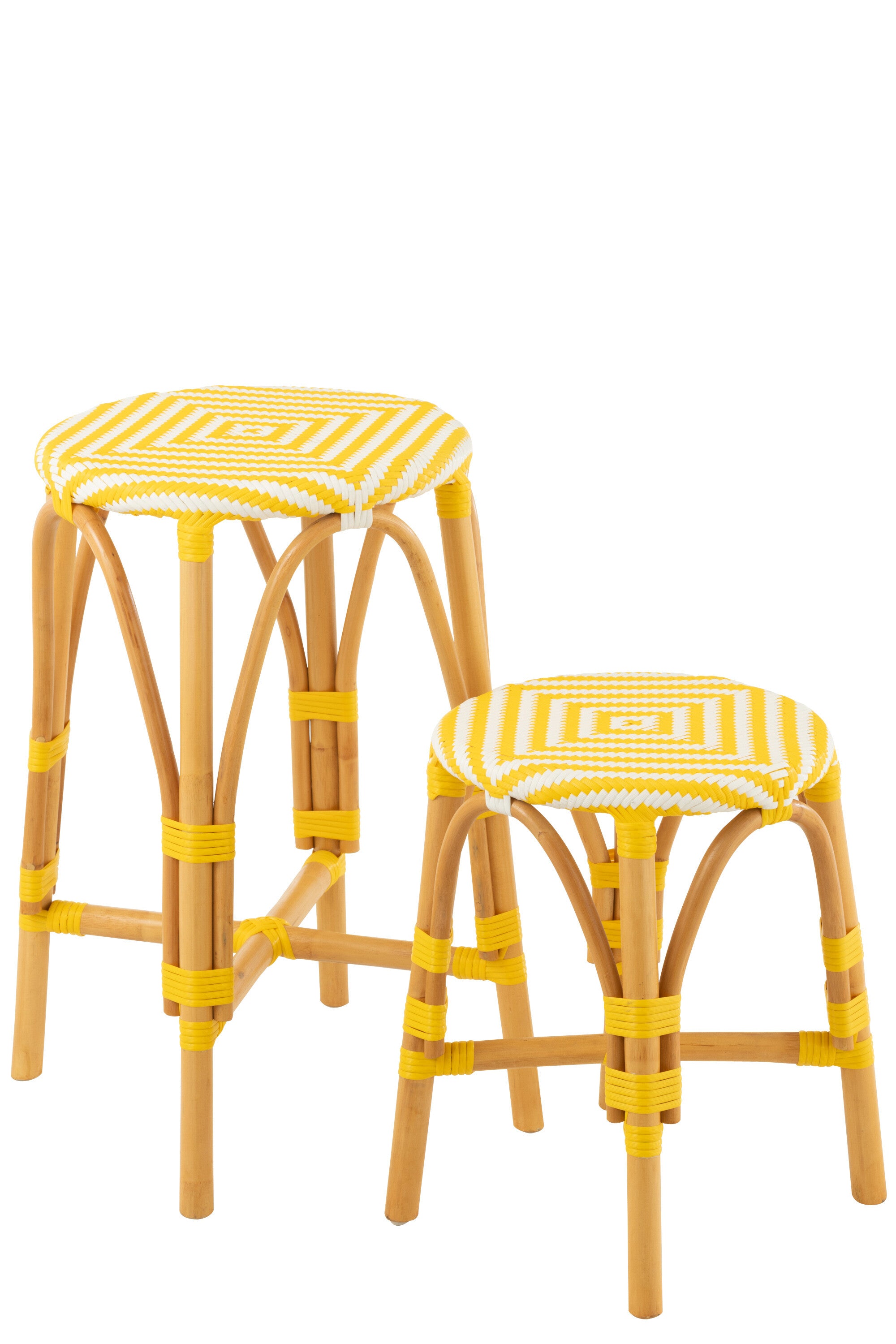 Barhocker Live 2er Set Rattan/Plastik Natur/Gelb