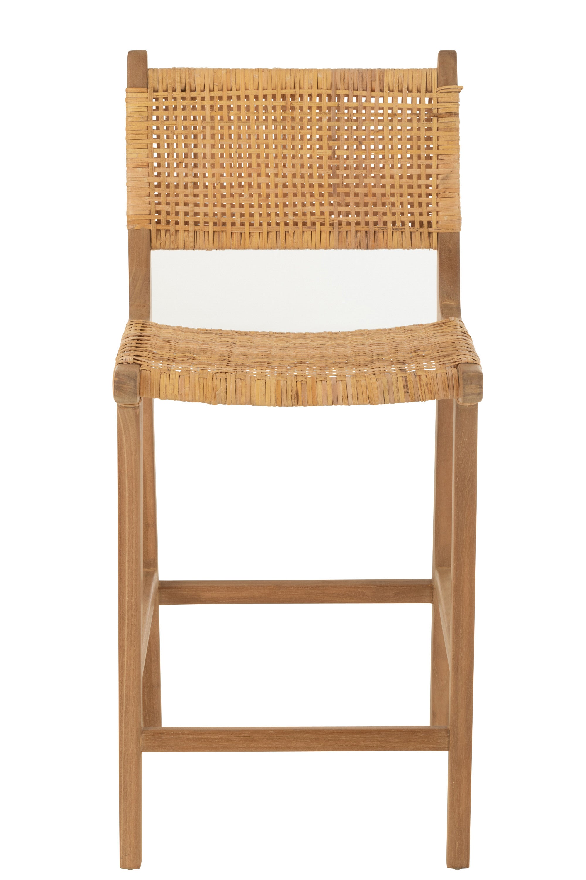 Barhocker Mona 2er Set Rattan/Teak Natur