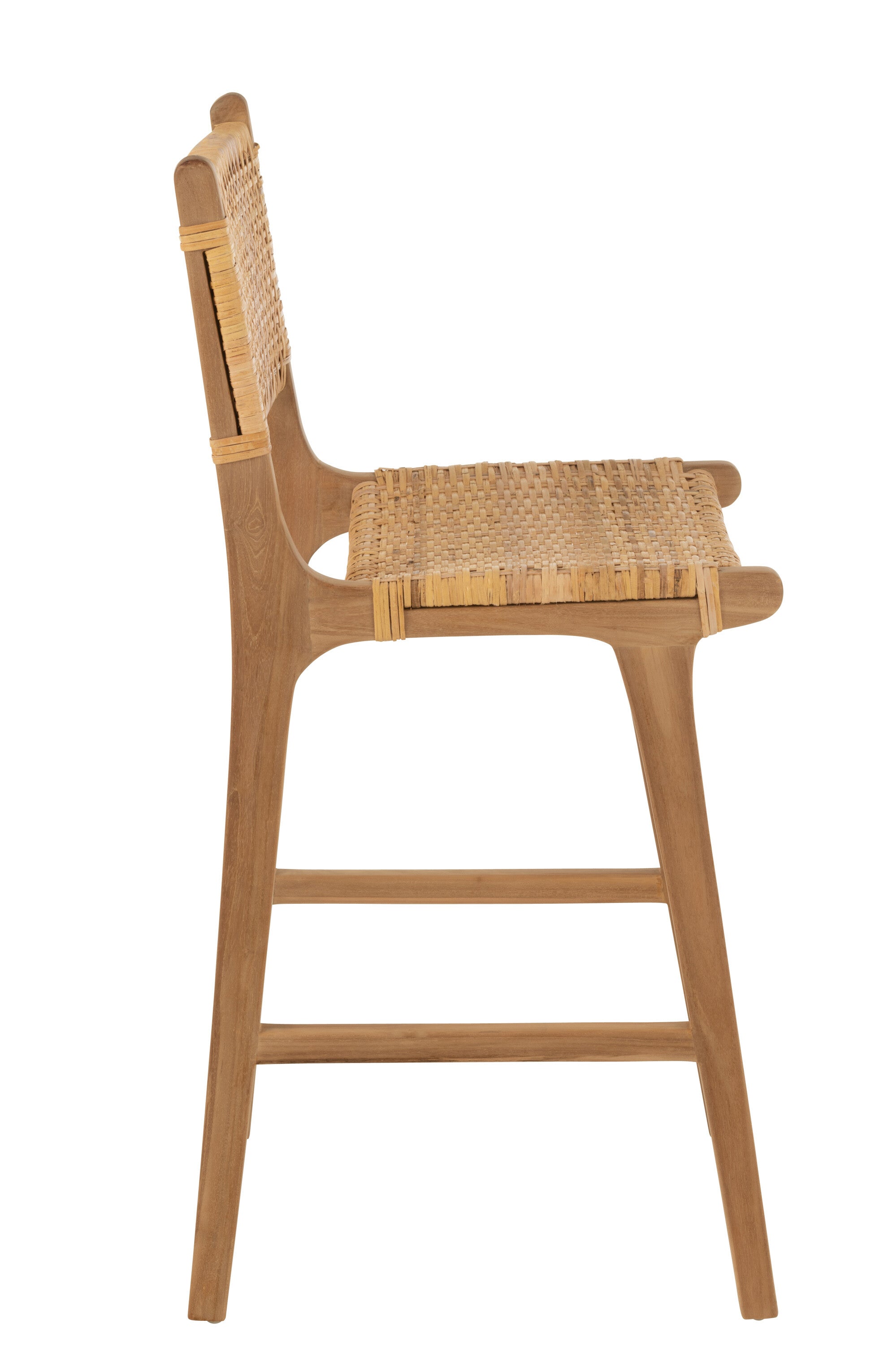 Barhocker Mona 2er Set Rattan/Teak Natur