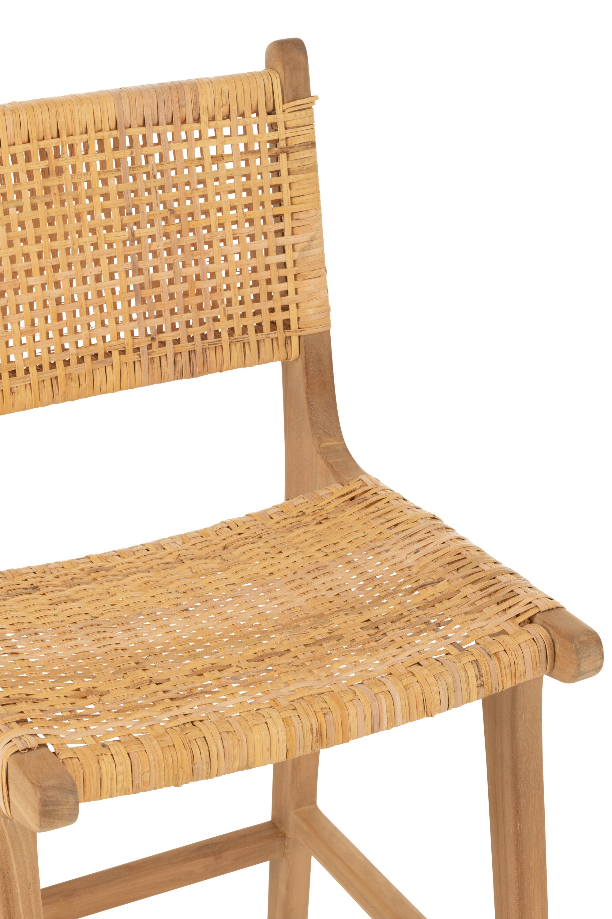 Barhocker Mona 2er Set Rattan/Teak Natur