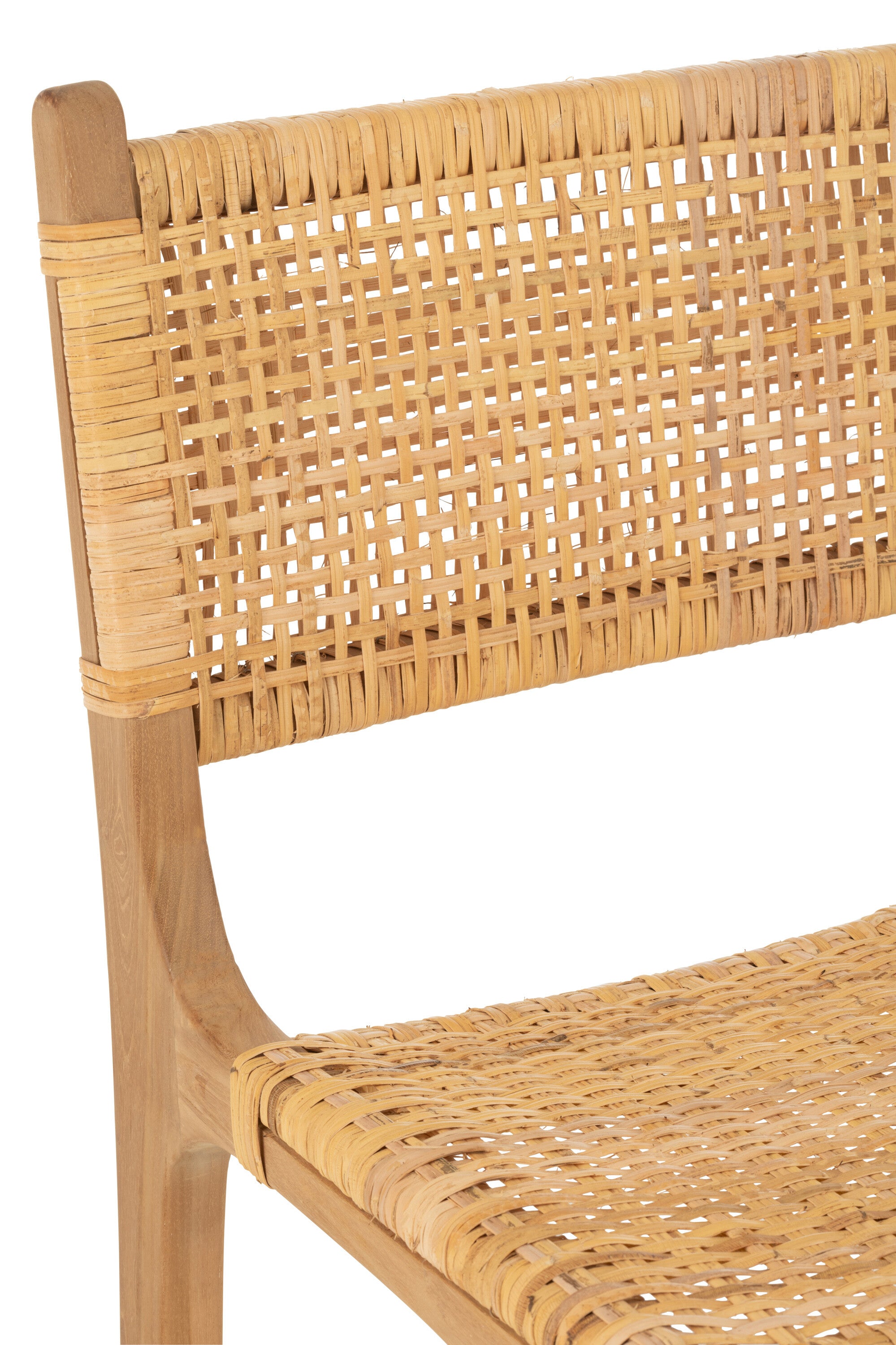 Barhocker Mona 2er Set Rattan/Teak Natur