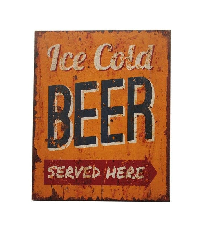 Holzschild "Ice cold beer"