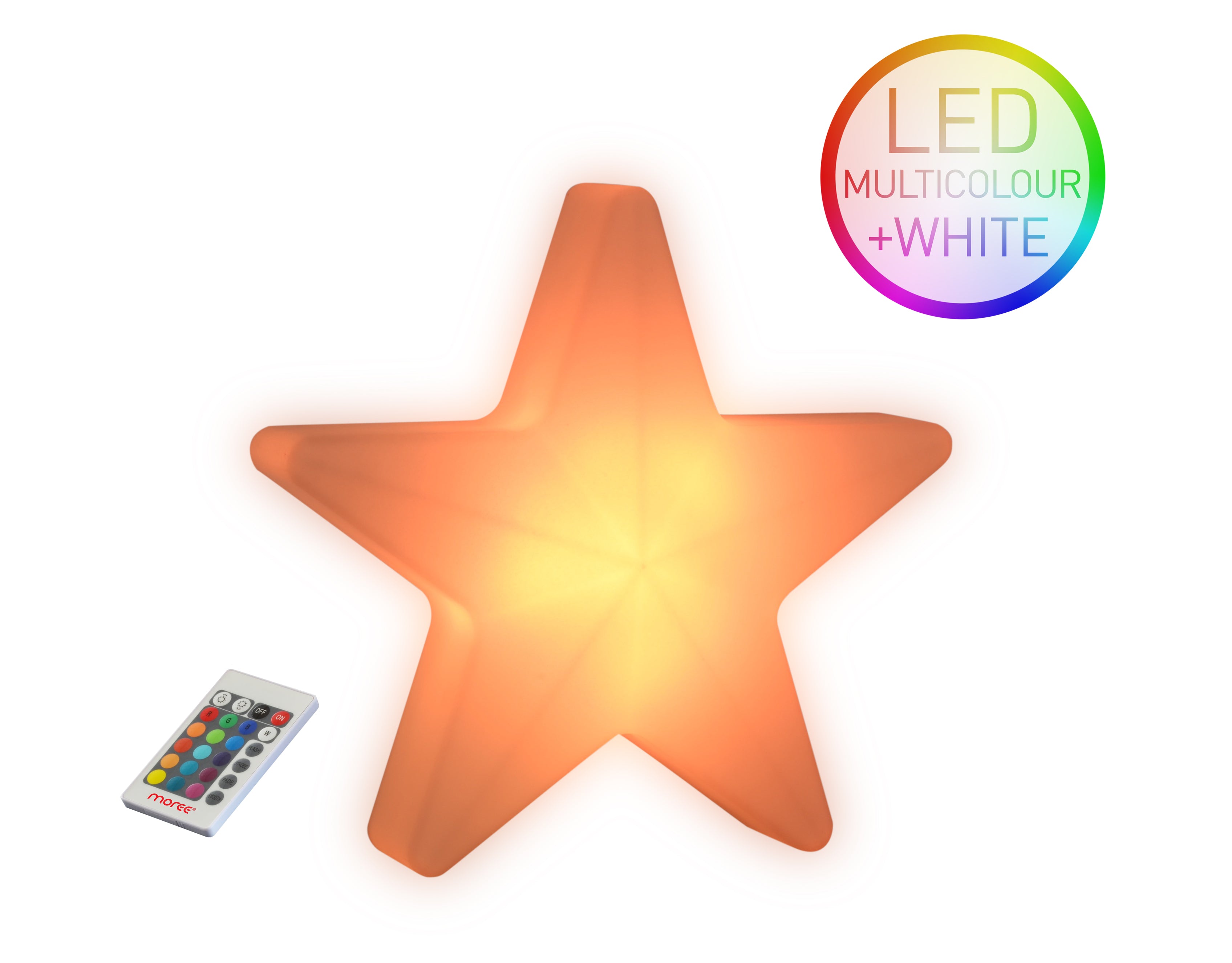 Star 40 LED Accu Outdoor von Moree; Leuchobjekt im Stern Design aus PE weiß, seidenmatt; inkl. LED-Einheit, Akku, Fernb. IR und Erdspieß.