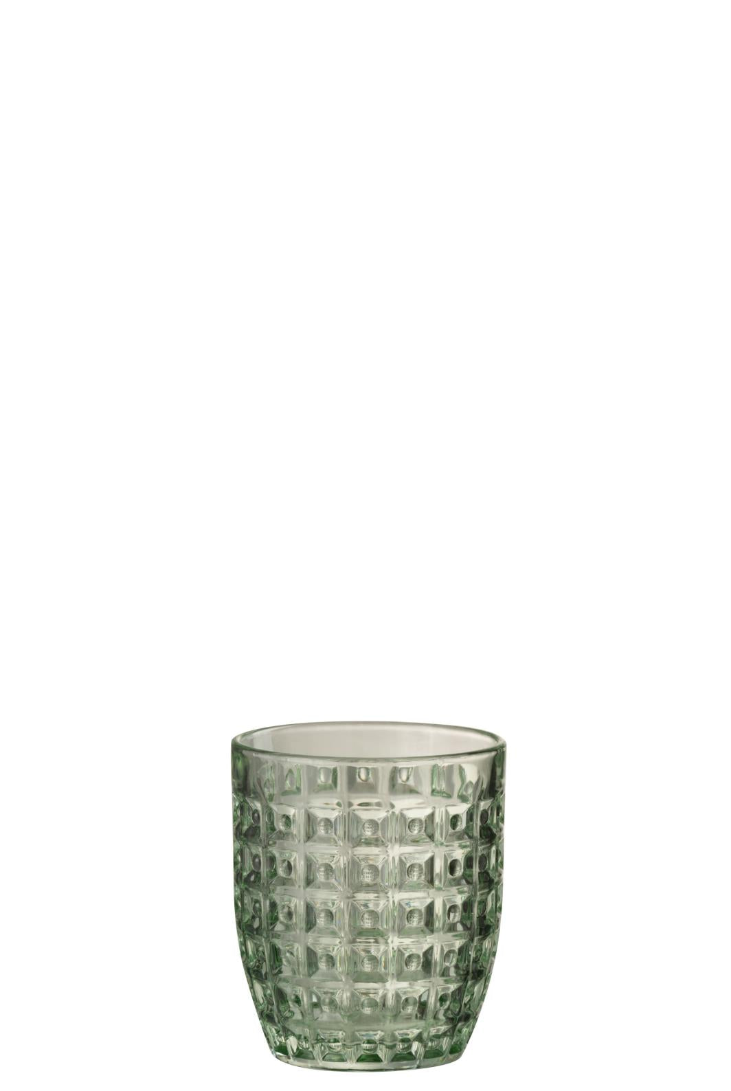 GLAS RELIEF GRÜN (12x)(8,5x8,5x10cm)