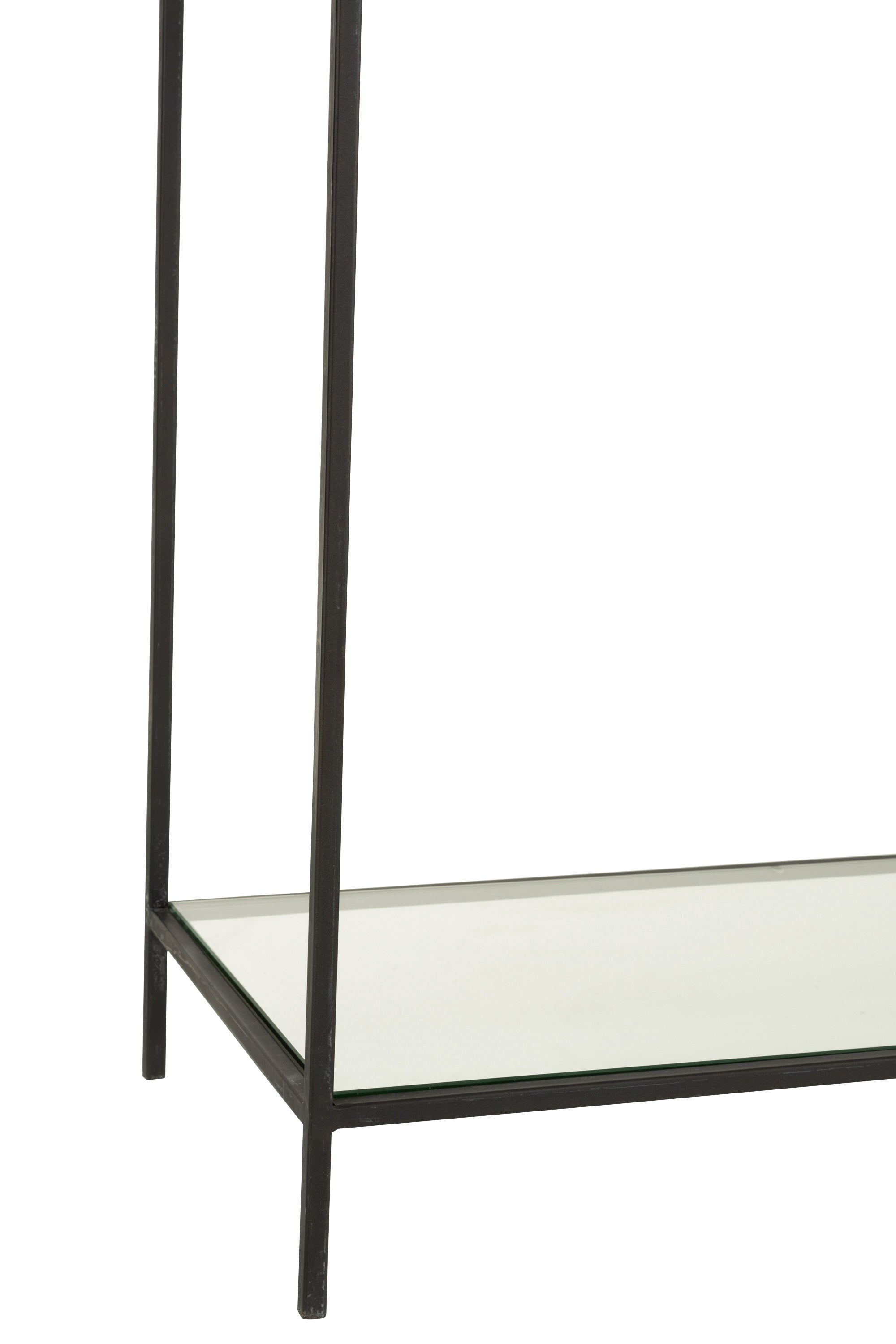 REGAL 2 TEILE KREIS METALL/GLAS SCHWARZ (180,5x40x200,5cm)