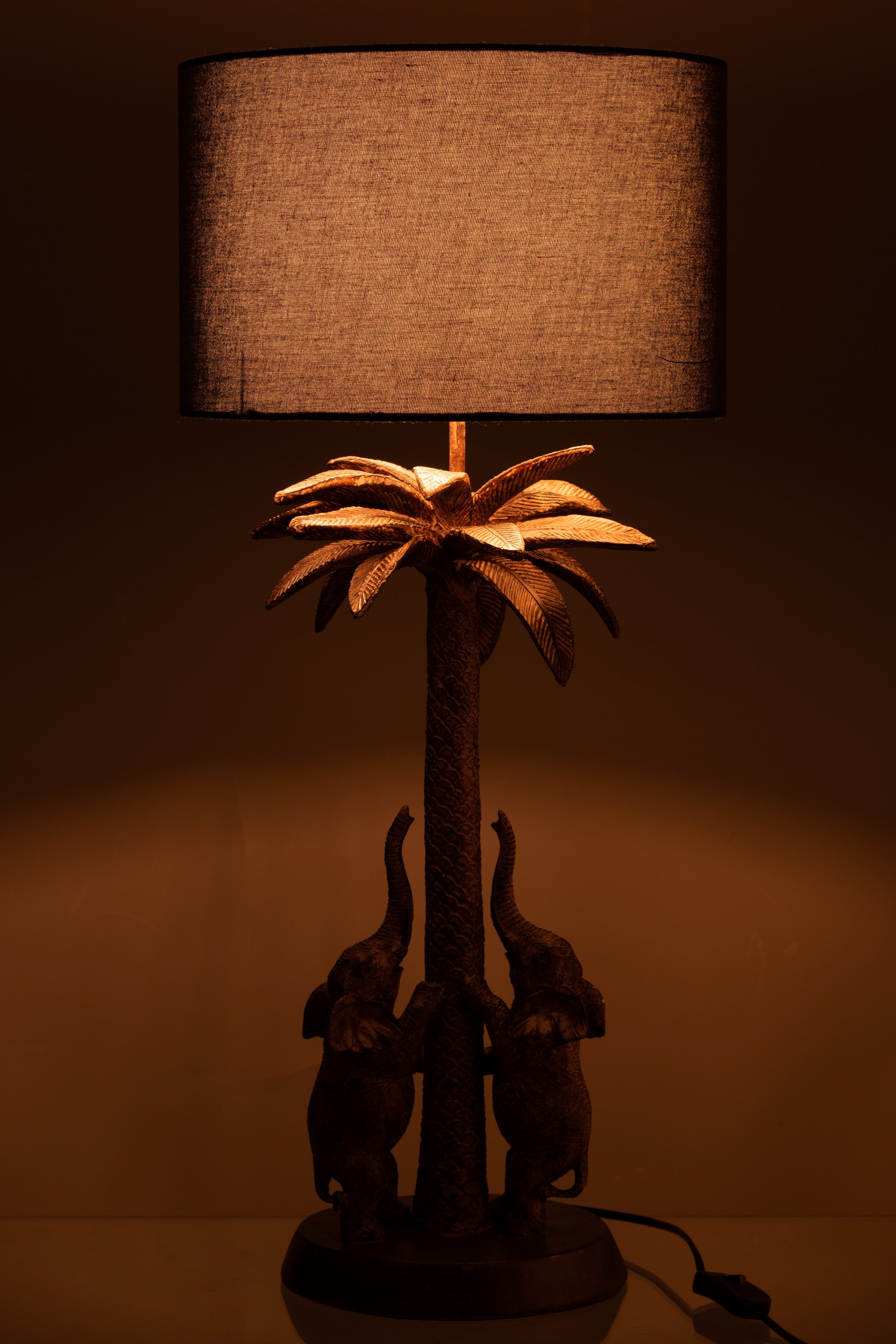 LAMPE PALME ELEFANT POLYRESIN BRAUN (33,5x33,5x74,5cm)