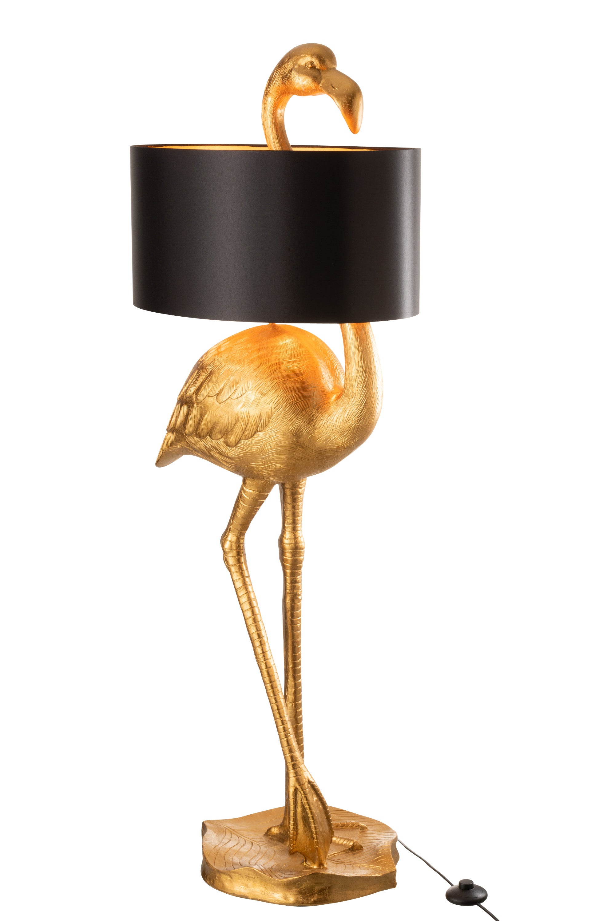 LAMPE FLAMINGO POLYRESIN GOLD/SCHWARZ (55x41x139cm)