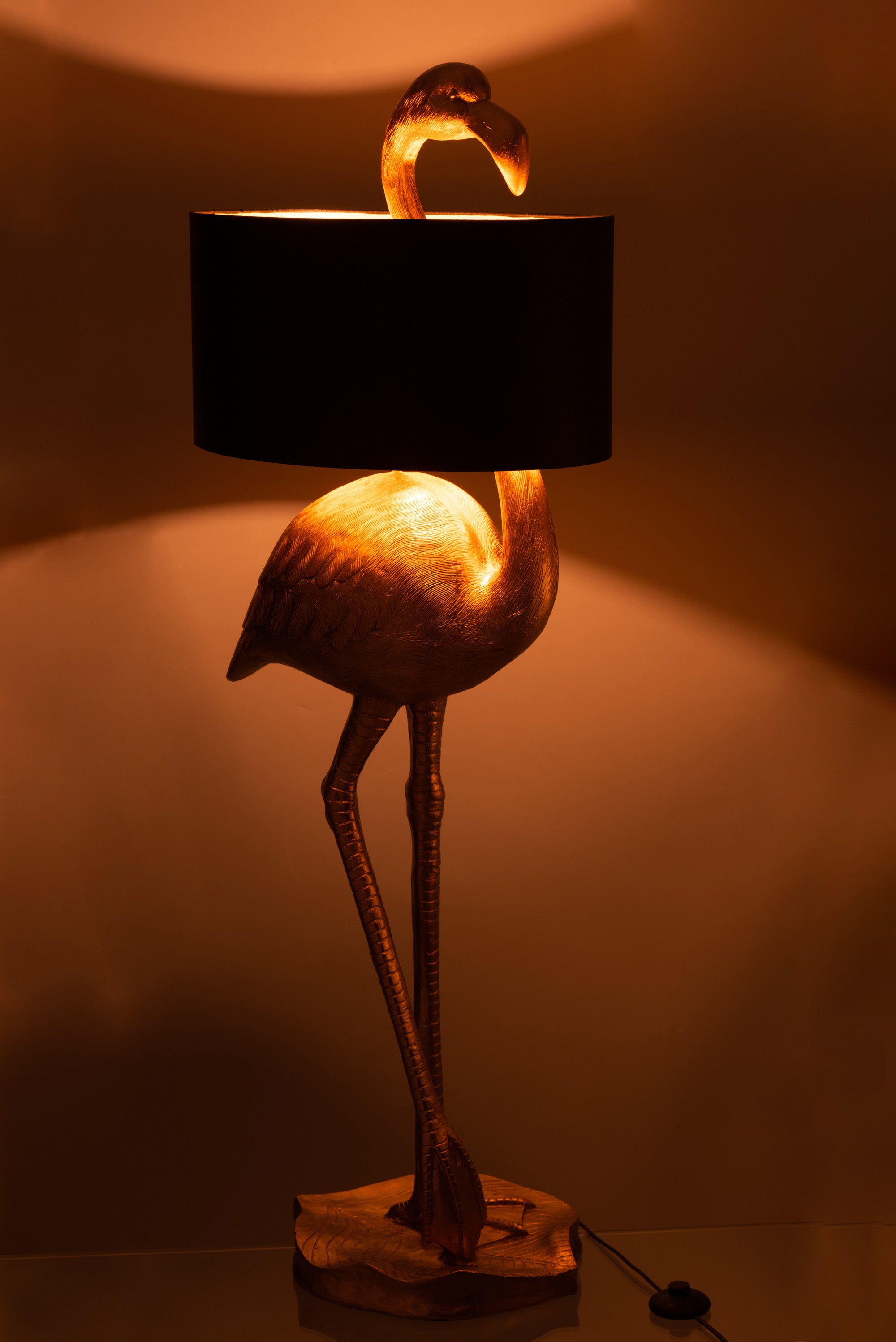 LAMPE FLAMINGO POLYRESIN GOLD/SCHWARZ (55x41x139cm)