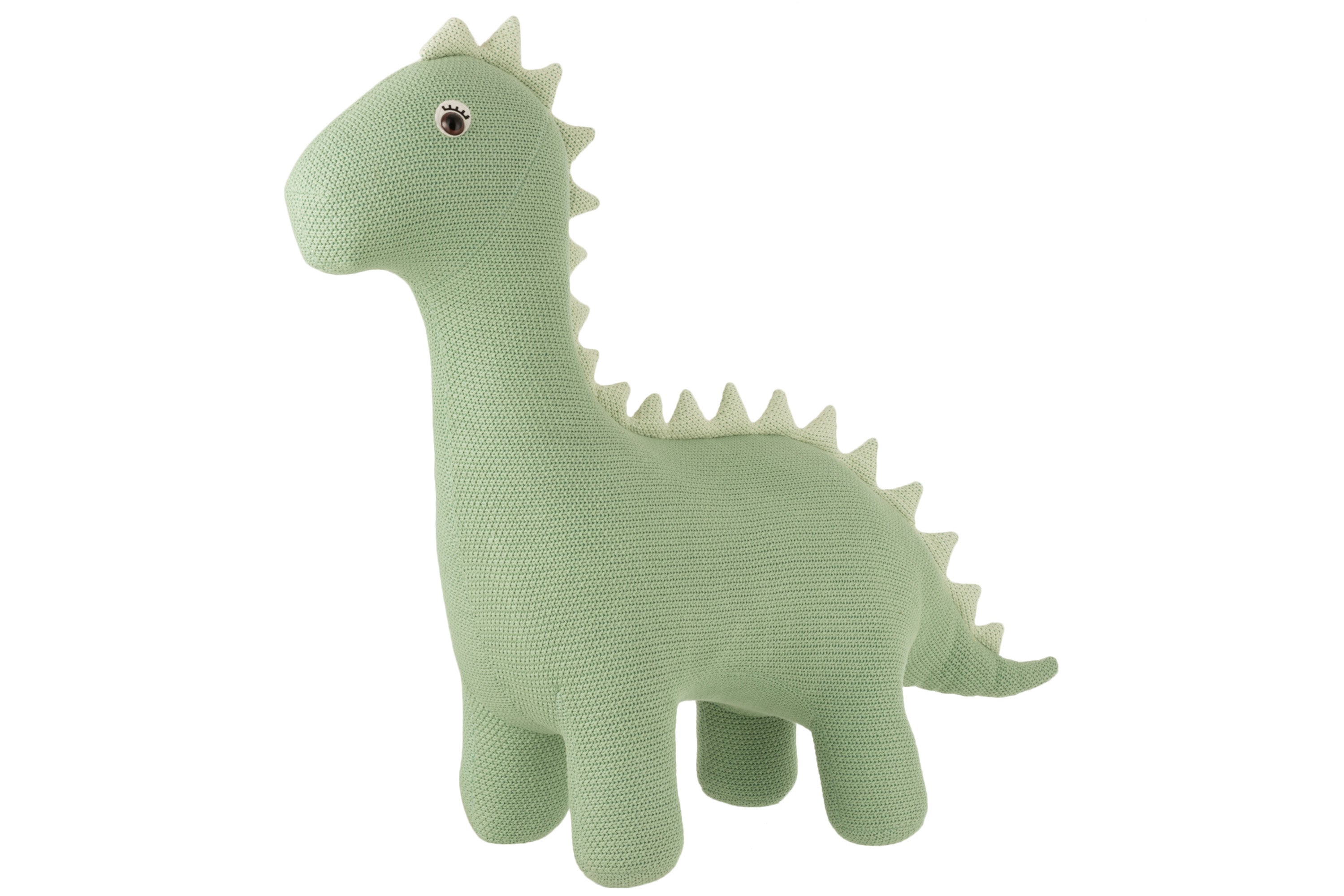Deko Objekt Dinosaurier, schlicht im Design, fast 1m groß mit mintgrünem Baumwollbezug.