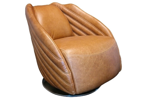 Detroit | Sessel wie ein Baseballhandschuh, Rindsleder, Aluminiumfuß | 1a-zuhause