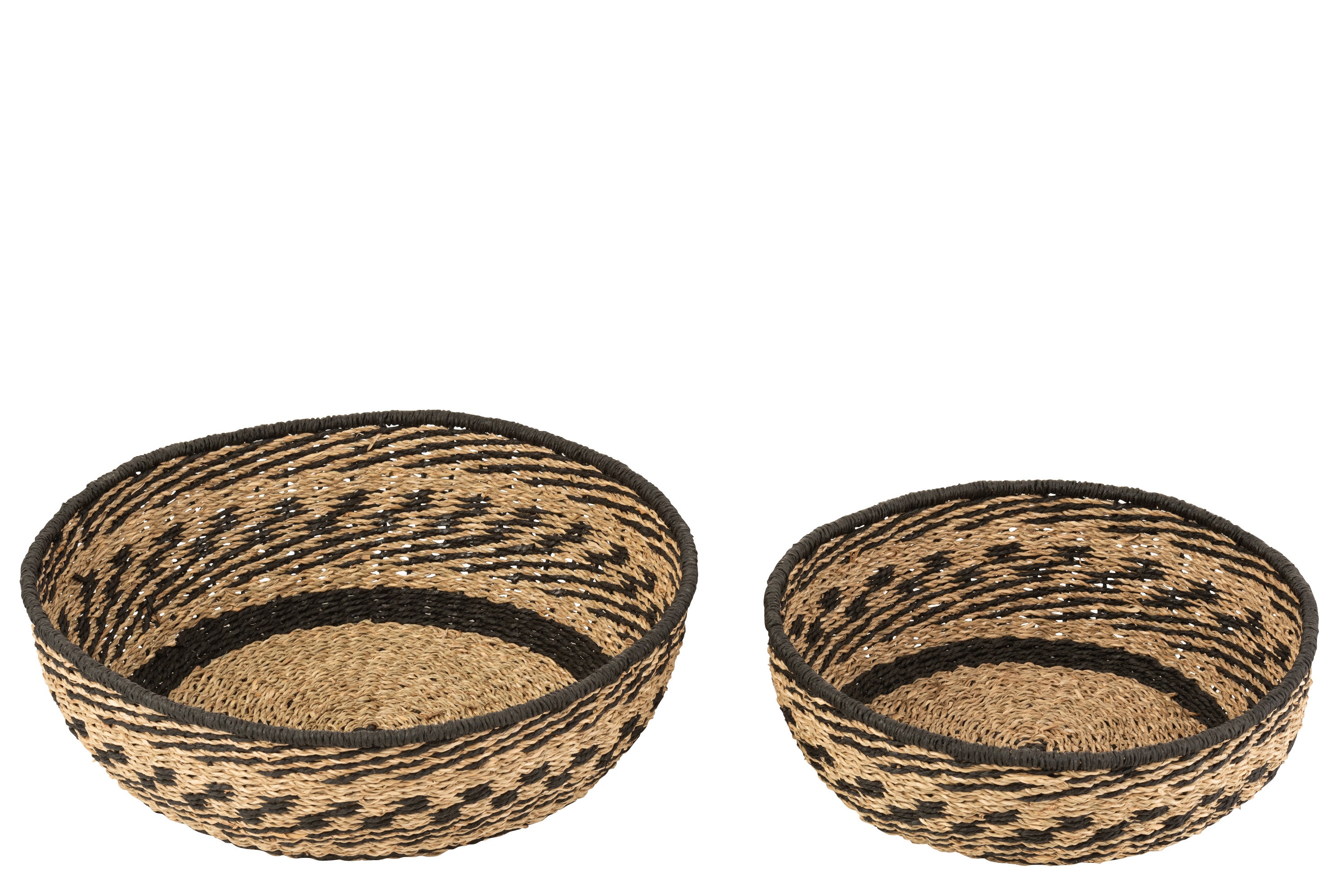 2ER SET KORBSCHALEN SEAGRASS NATUR/SCHWARZ