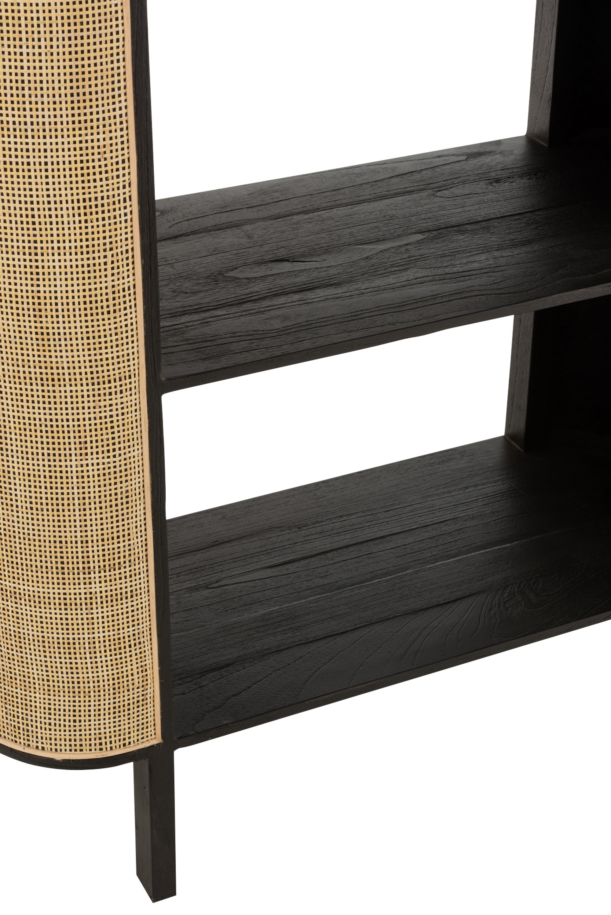 REGAL DER SERIE MOLLY EXOTISCHES HOLZ/RATTAN SCHWARZ