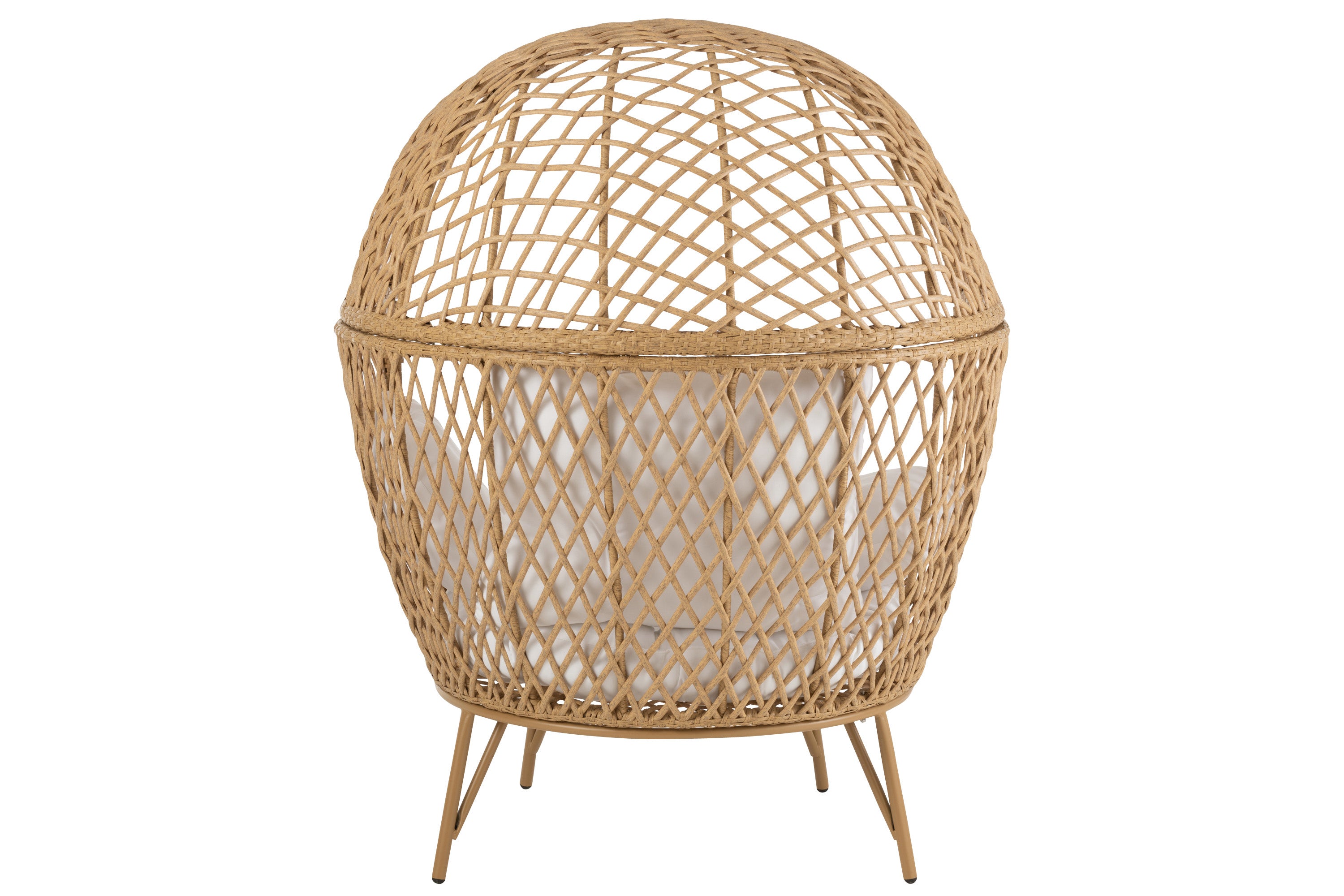 LOUNGESTUHL+KISSEN EVA METALL/RATTAN BEIGE