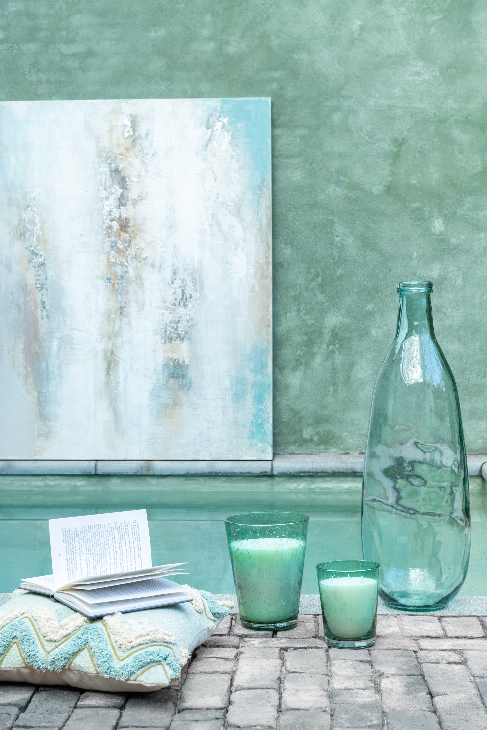 VASE FLASCHE GLAS AQUA LARGE