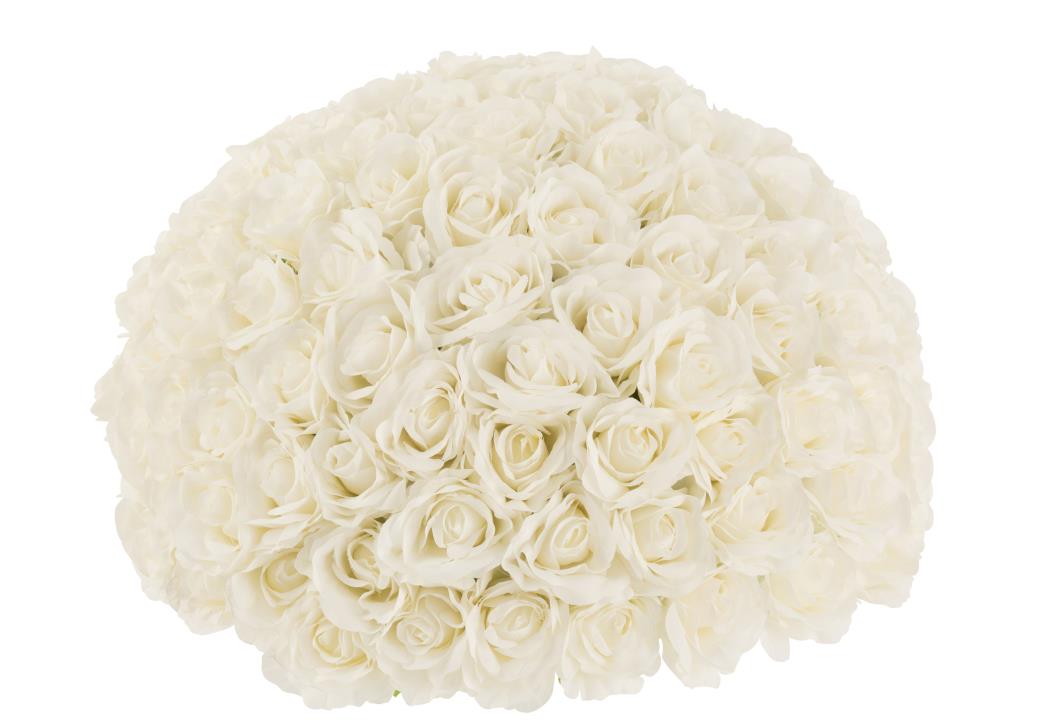 DEKOKUGEL VON BLUMEN HALB ROSE PLASTIK WEISS LARGE