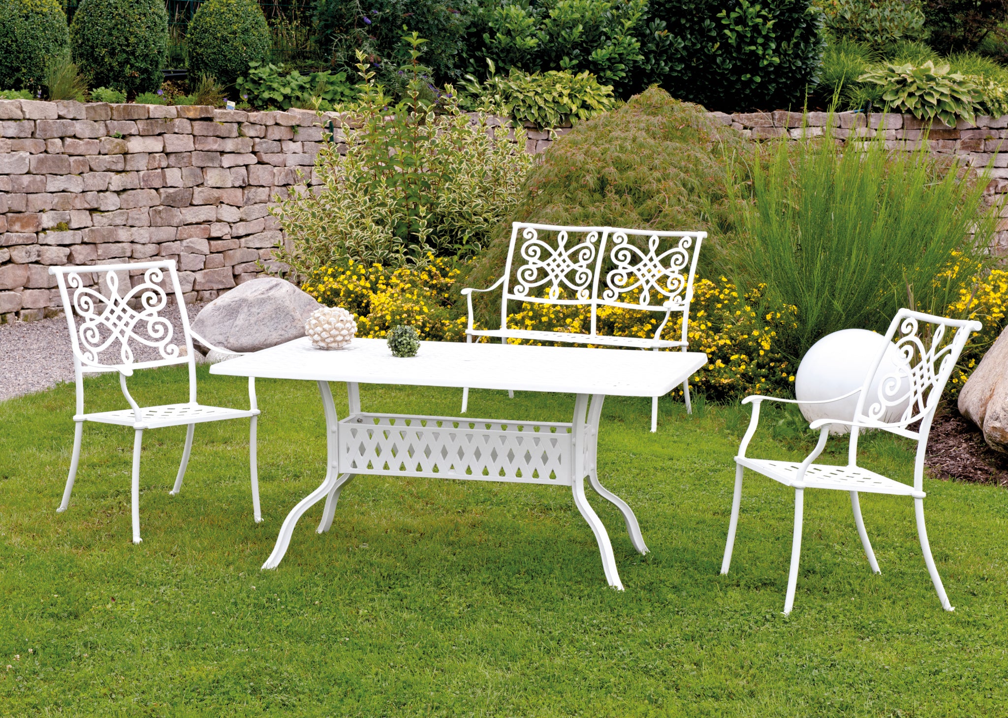 Aluguss-Tisch, 120cm, weiß