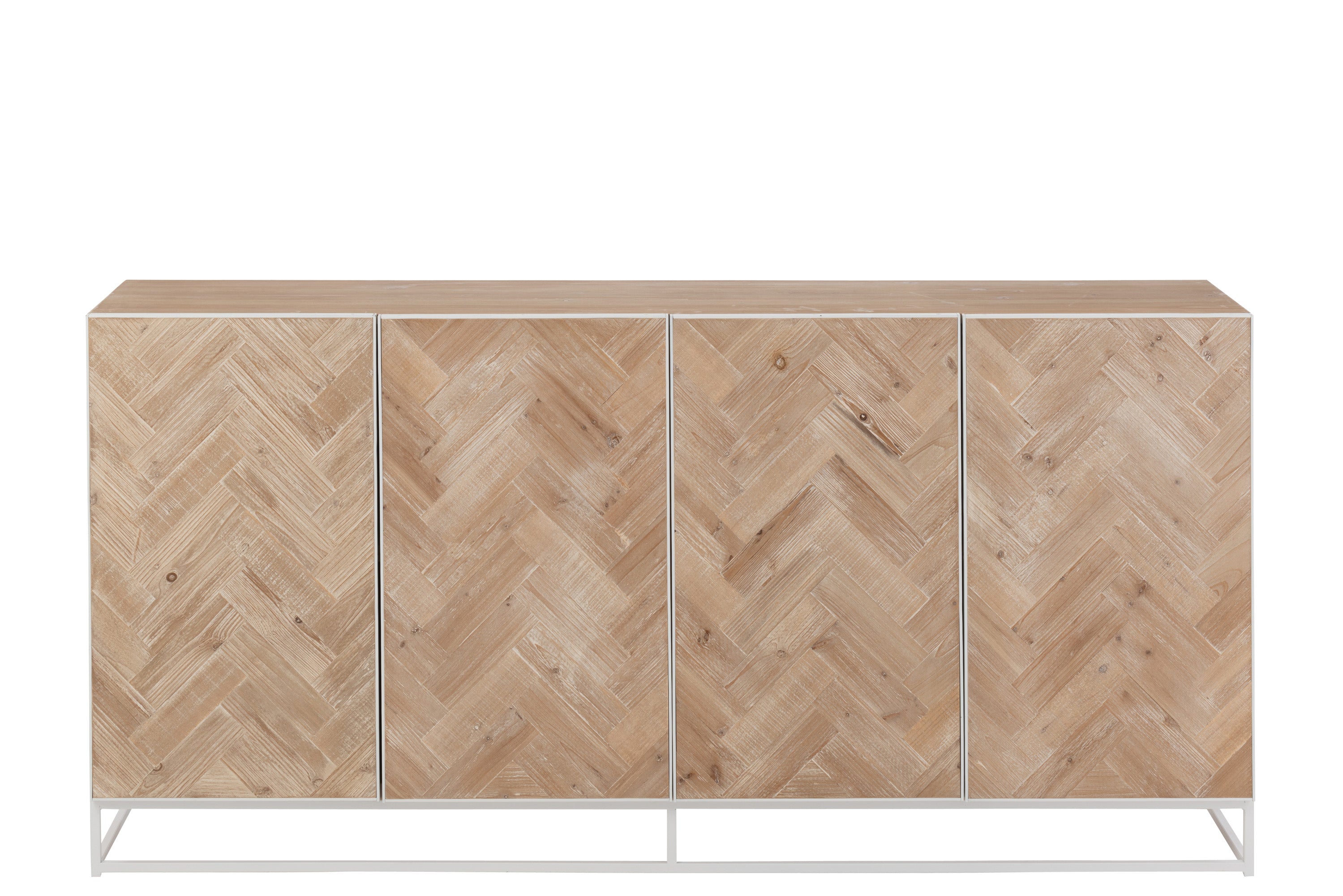 SIDEBOARD ZIGZAG MIT 4 TÜREN HOLZ/METALL NATUR/WEISS