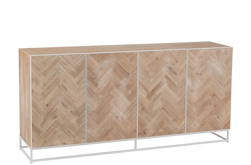 SIDEBOARD ZIGZAG MIT 4 TÜREN HOLZ/METALL NATUR/WEISS