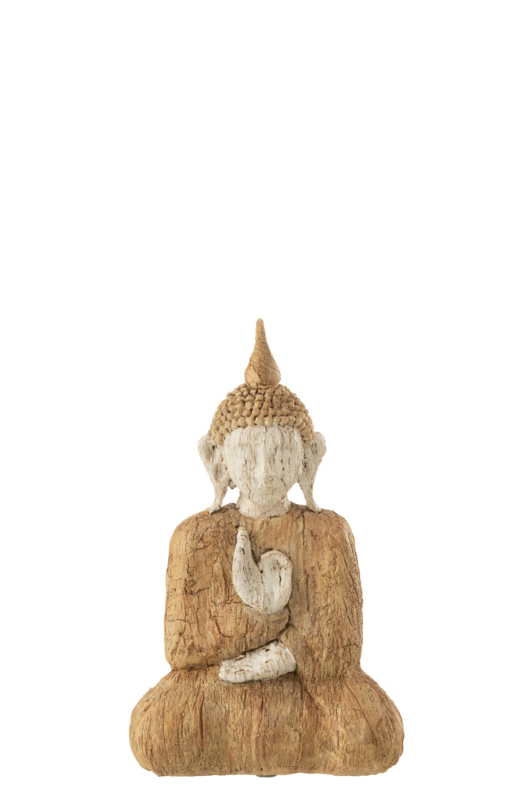 BUDDHA SITZEND POLYRESIN NATUR/BEIGE SMALL