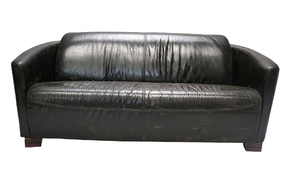 Rocket | 3-Sitzer Rindsleder-Sofa, handvernäht, schwarz,165x84x69 cm | 1a-zuhause