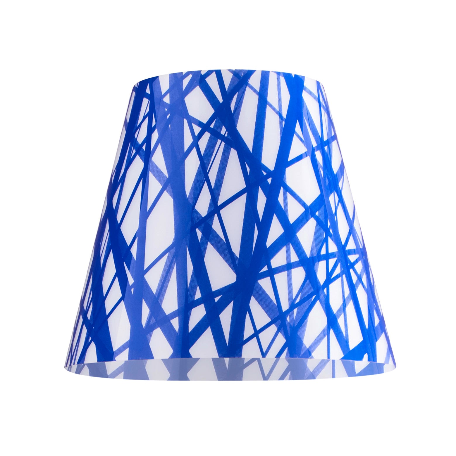 Blue Lines Design-Lampenschirm für Lampe SWAP von Moree in blau-weiß.
