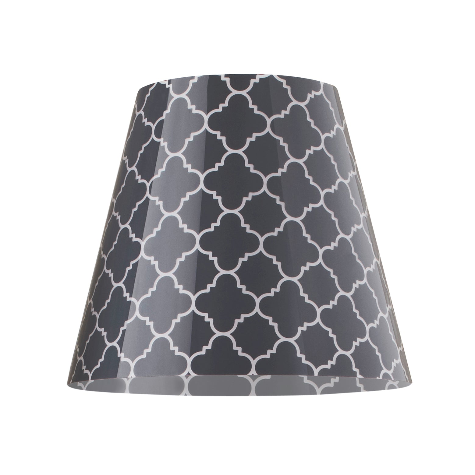 Wechselbares Design Cover für den Swap Lampenschirm von Moree; rund, nach unten leicht ausgestellt, anthrazit-weiß im Vierpass-Design.
