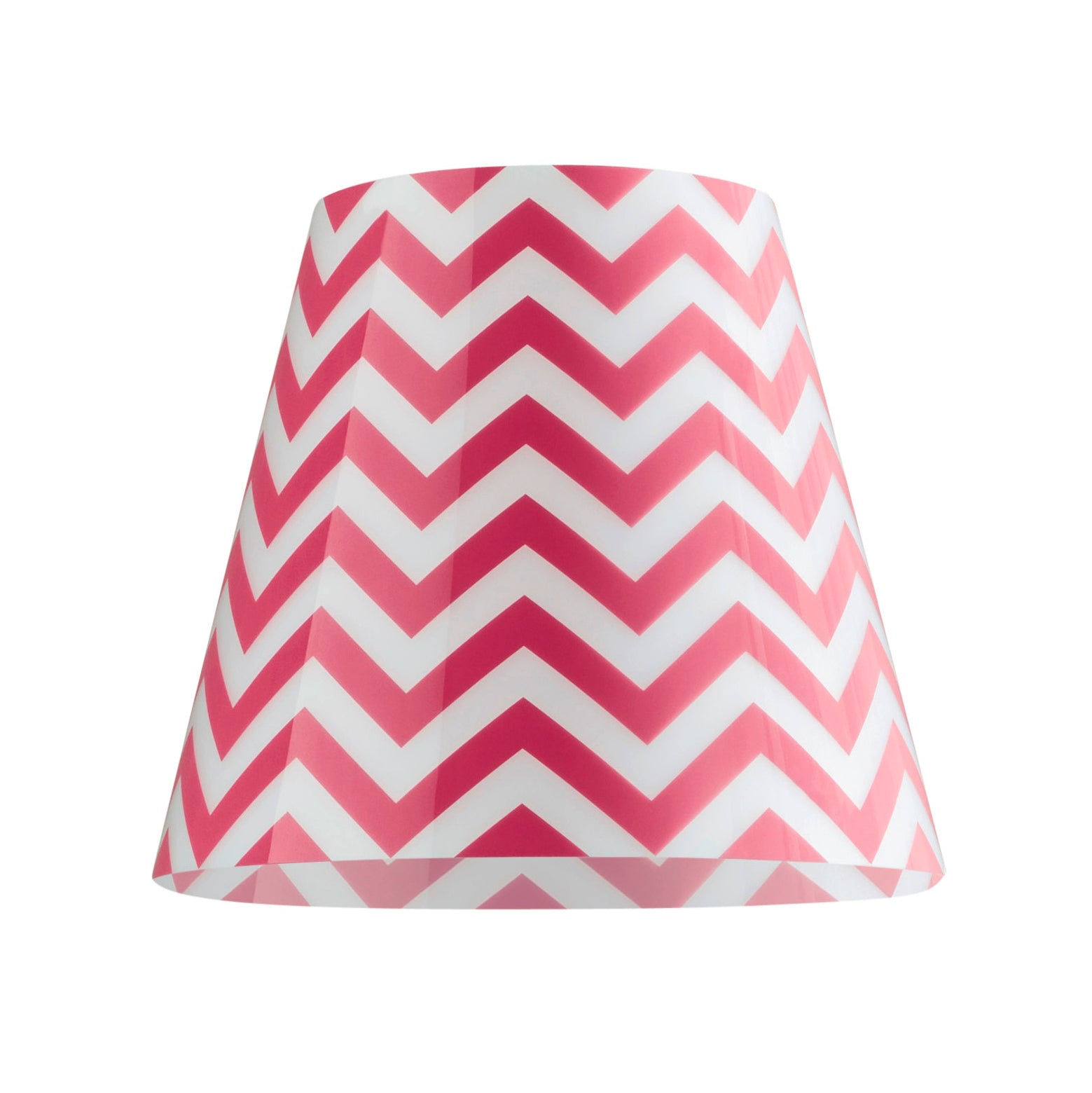 Wechselbares Design Cover für den Swap Lampenschirm von Moree; weiß/pinkes Kunststoffgewebe im Zickzack Muster, rund, nach unten leicht ausgestellt.