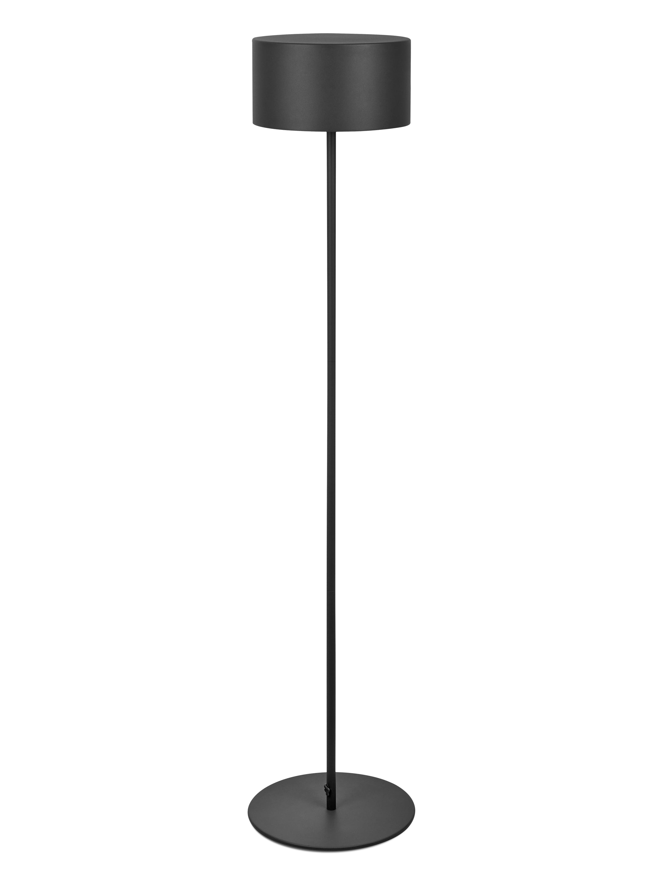 Arnold XL von Moree; runde Outdoor LED-Stehleuchte aus pulverbeschichtetem Aluminium in Anthrazit mit USB Netzteil und Ladestation.