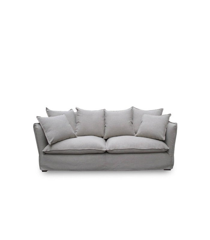 ARUBA | 3-Sitzer Sofa, Leinen, Kiefernholz, Gummibaum, 102x215x100 cm, dicke Polster