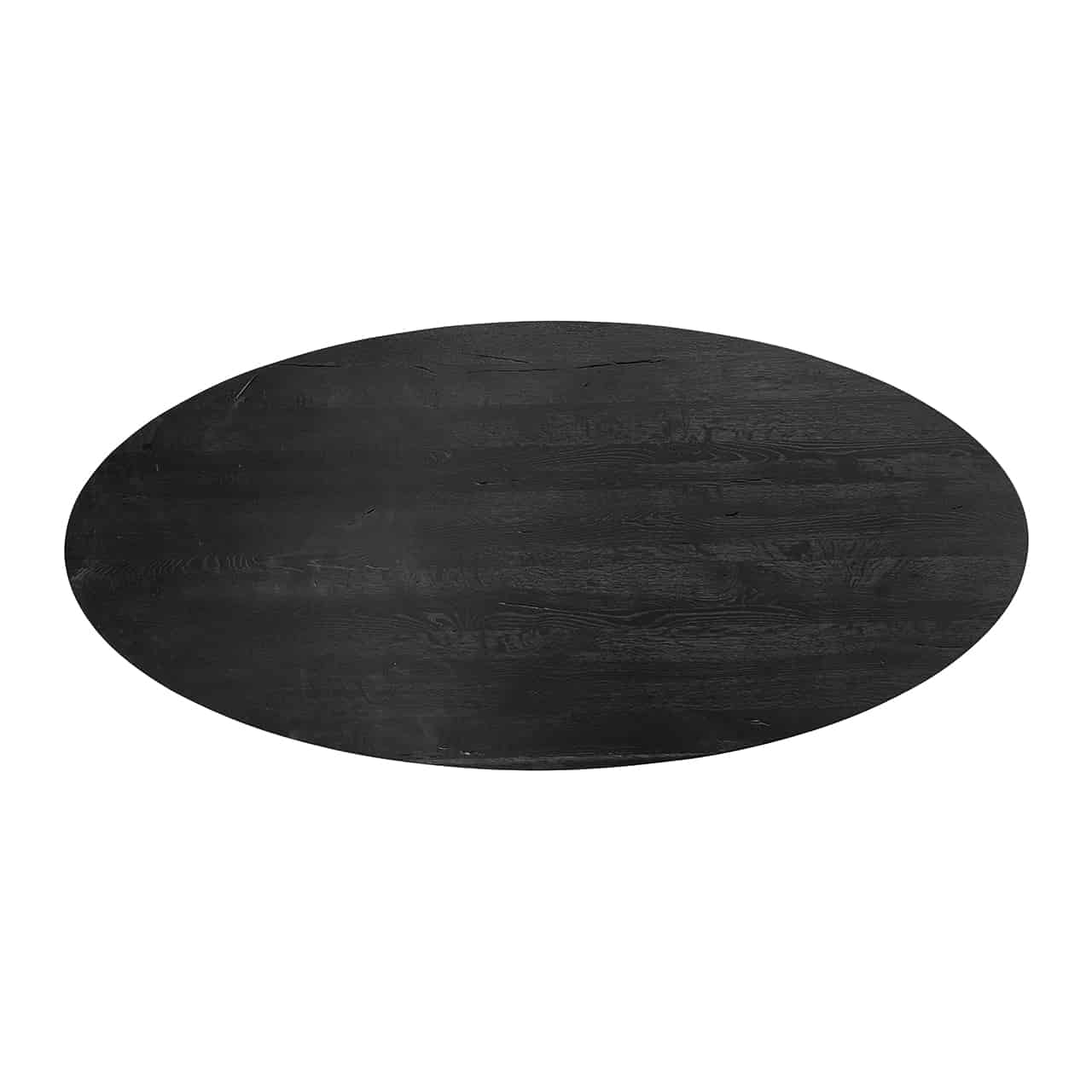 Große, ovale Tischplatte in schwarz.