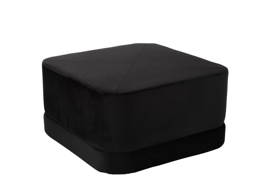 POUF VIERECKIG VELOURS SCHWARZ (65x65x35cm)