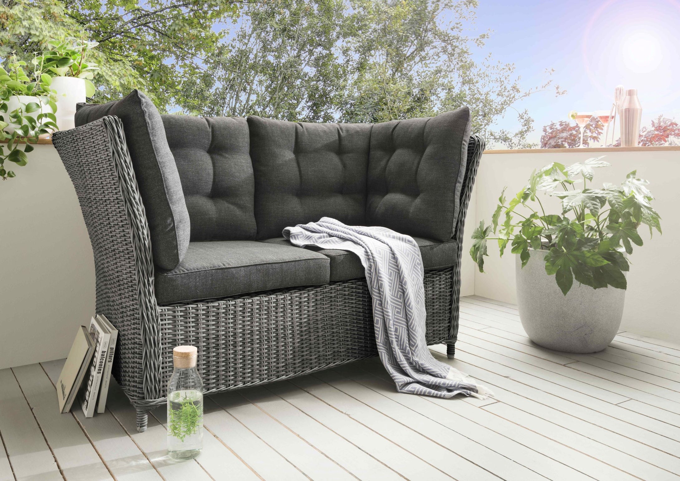 Sofa Polyrattan – Destiny Garten grau PALMA vintage von 2er