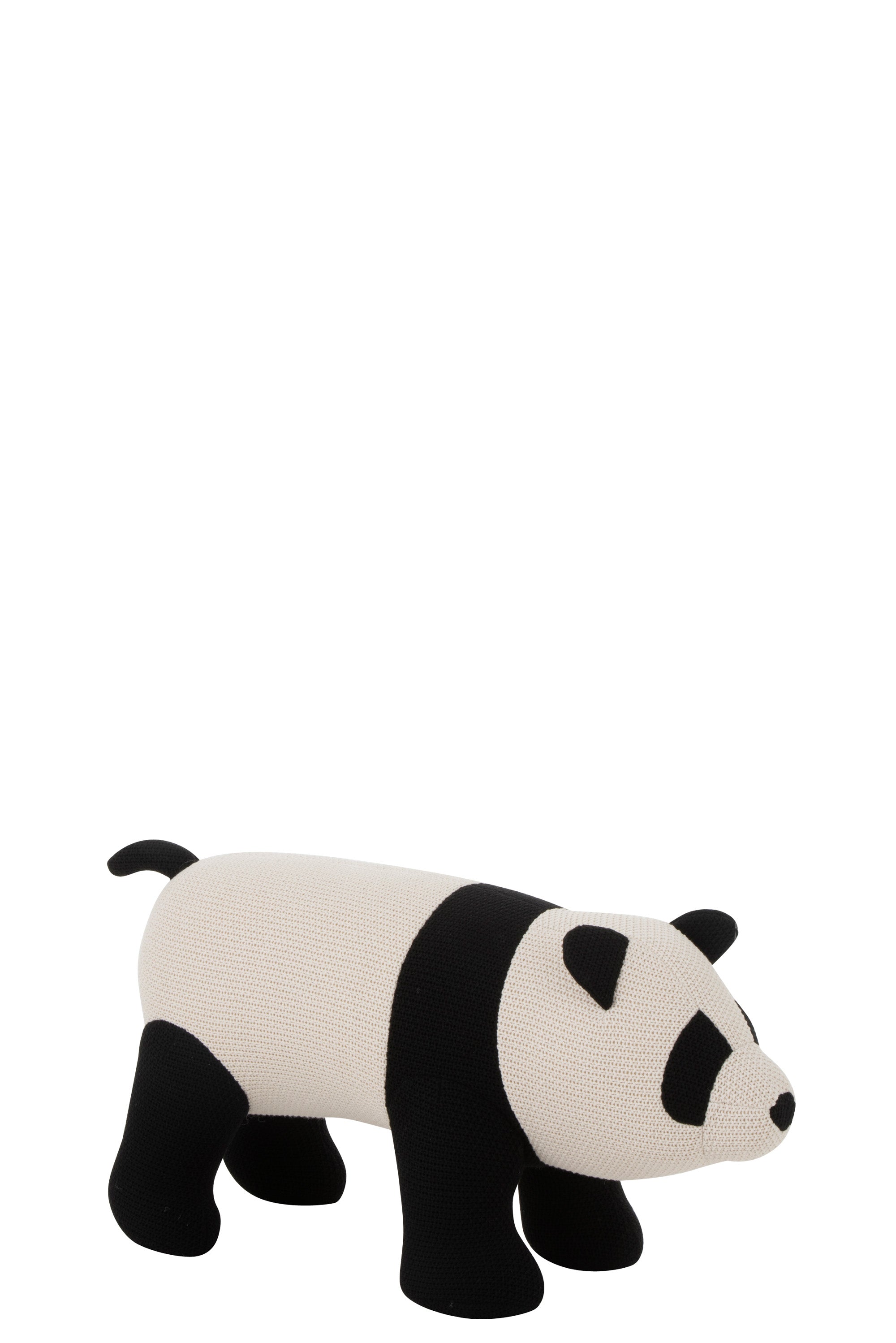 Panda mit einem Bezug aus Baumwolle als  Sitzmöbel für Kinder; Halskragen, Beine , Schwanz, Ohren, Augen und Nase schwarz , restlicher Körper weiß, schlichtes Design.