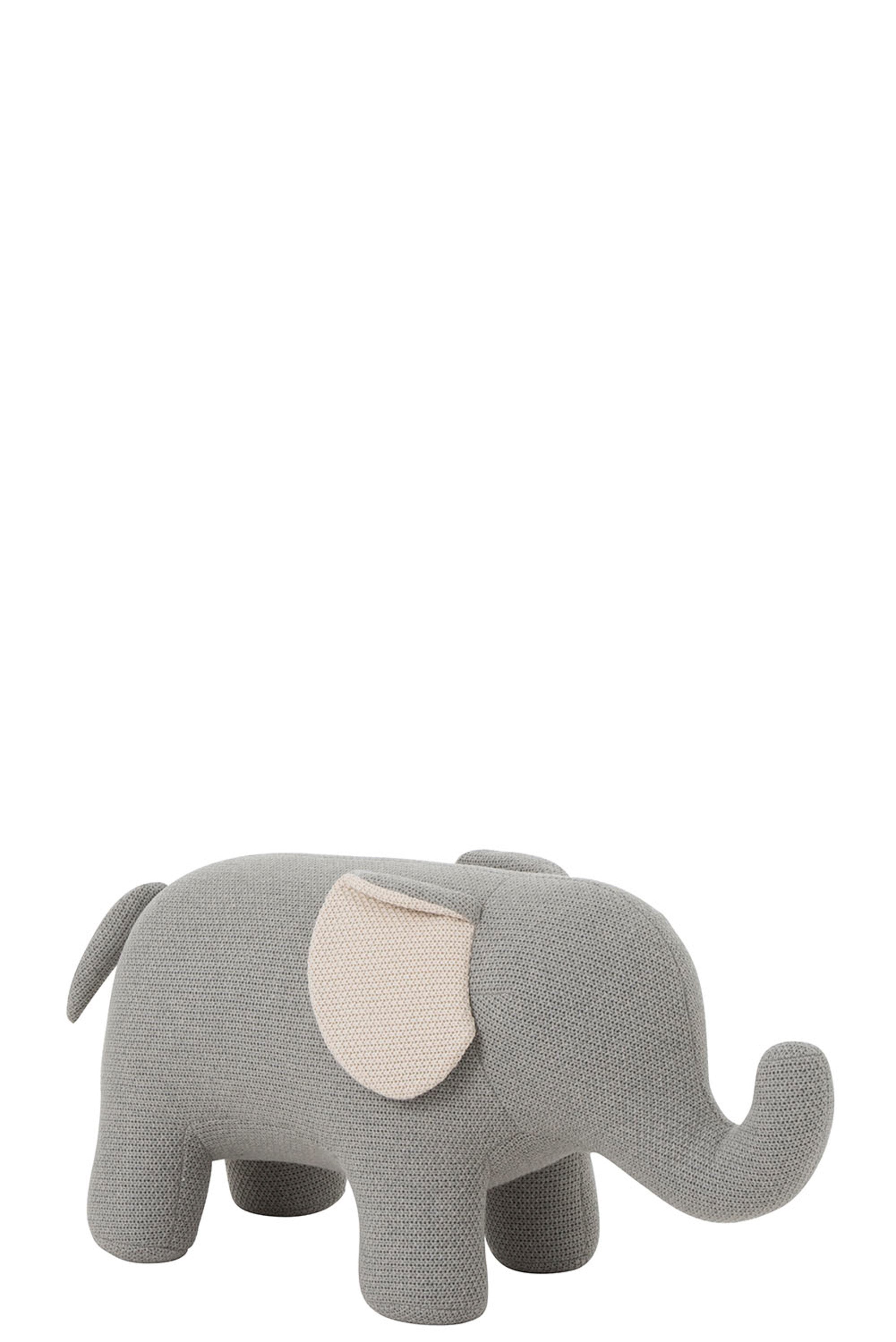 Großer grauer Stoffelefant mit Ohren in der Farbe Ecru , schlicht im Design. inden 