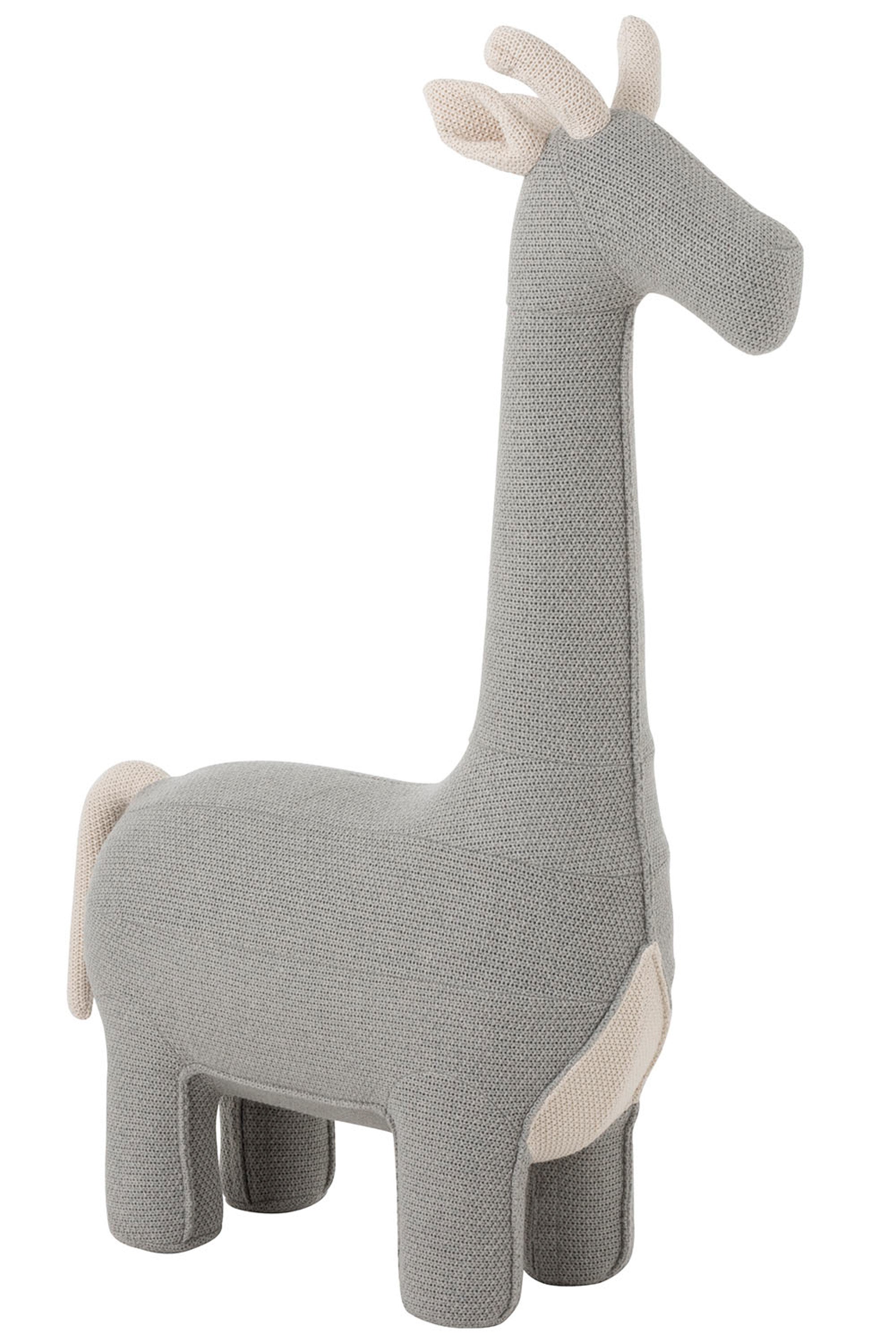 Großes Stofftier-Giraffe (128 cm) mit grauem Baumwollbezug,  schlichtes Design, als Deko Objekt, Sitzgelegenheit oder Reitier für Kinder.