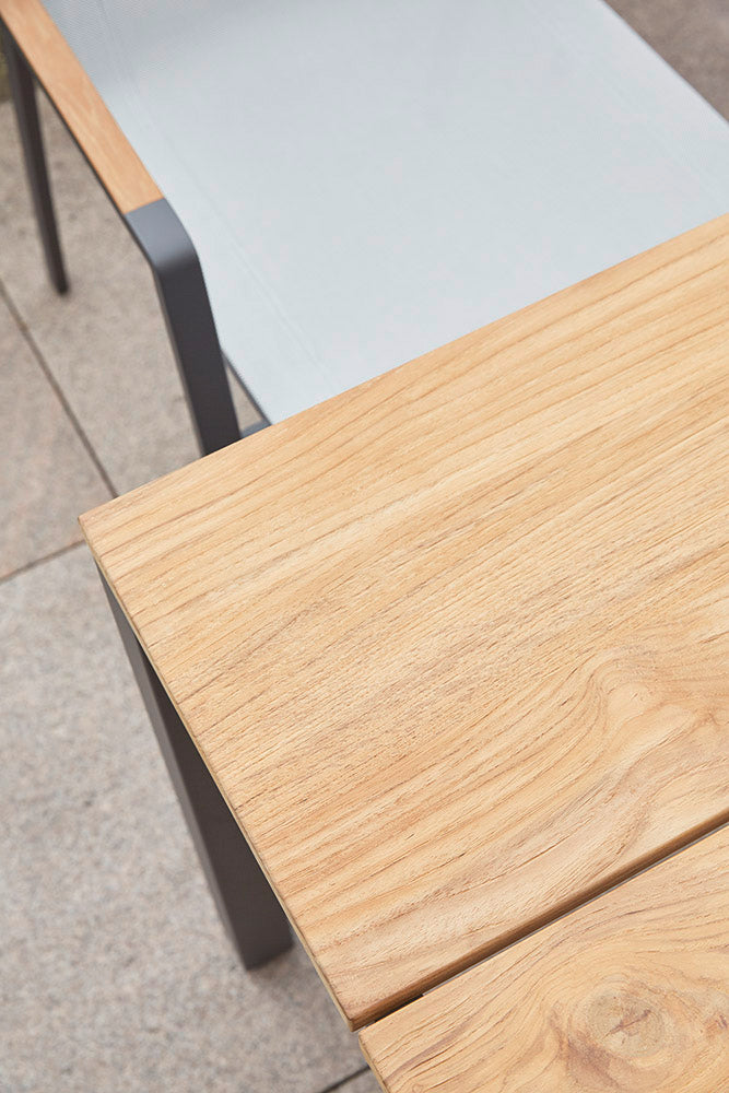 Tisch Ravenna 160x90cm 3 Planken Edelstahl-Dunkelgrau/Recycled Teak