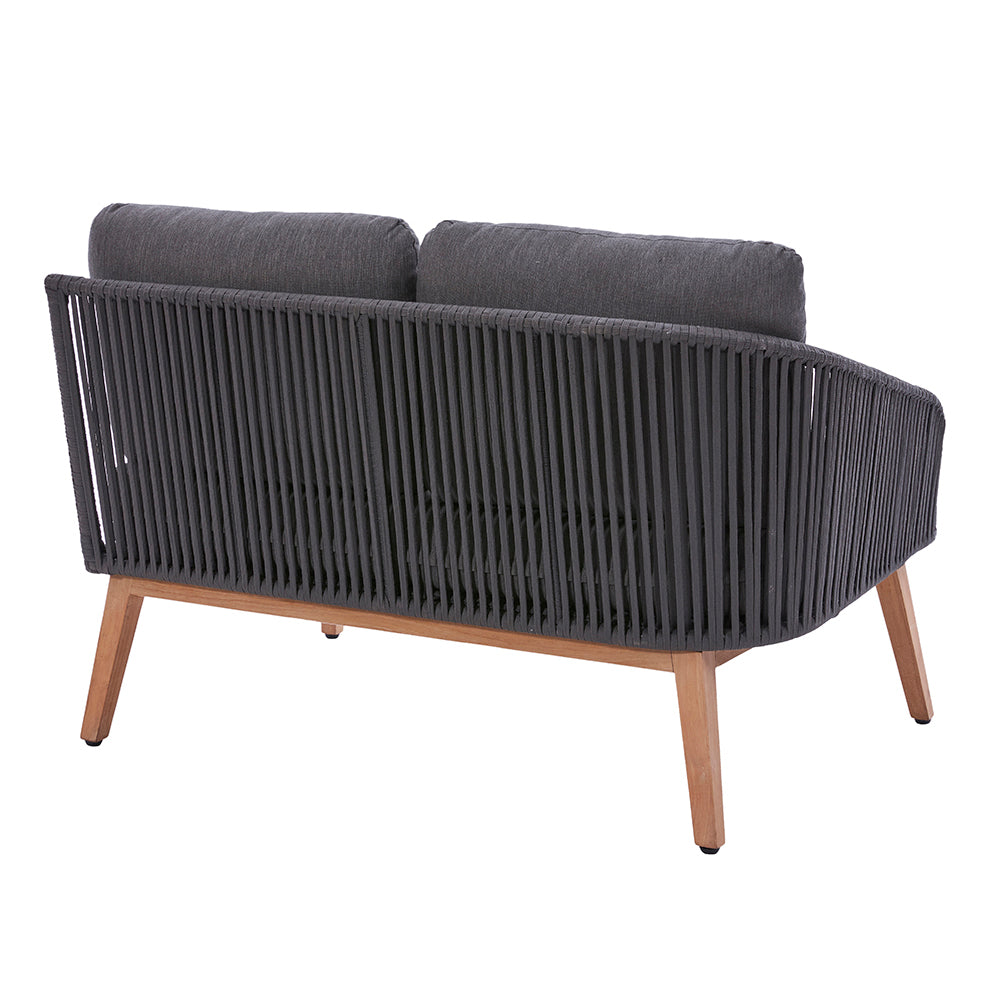 Palma Modullounge lange Ecke links - Rope-Grau/Premium Teak