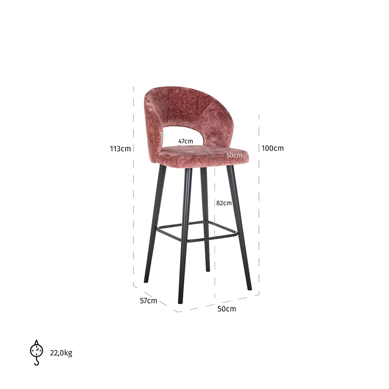 Bar stool Savoy rose chenilles4562-rose-chenillerichmond